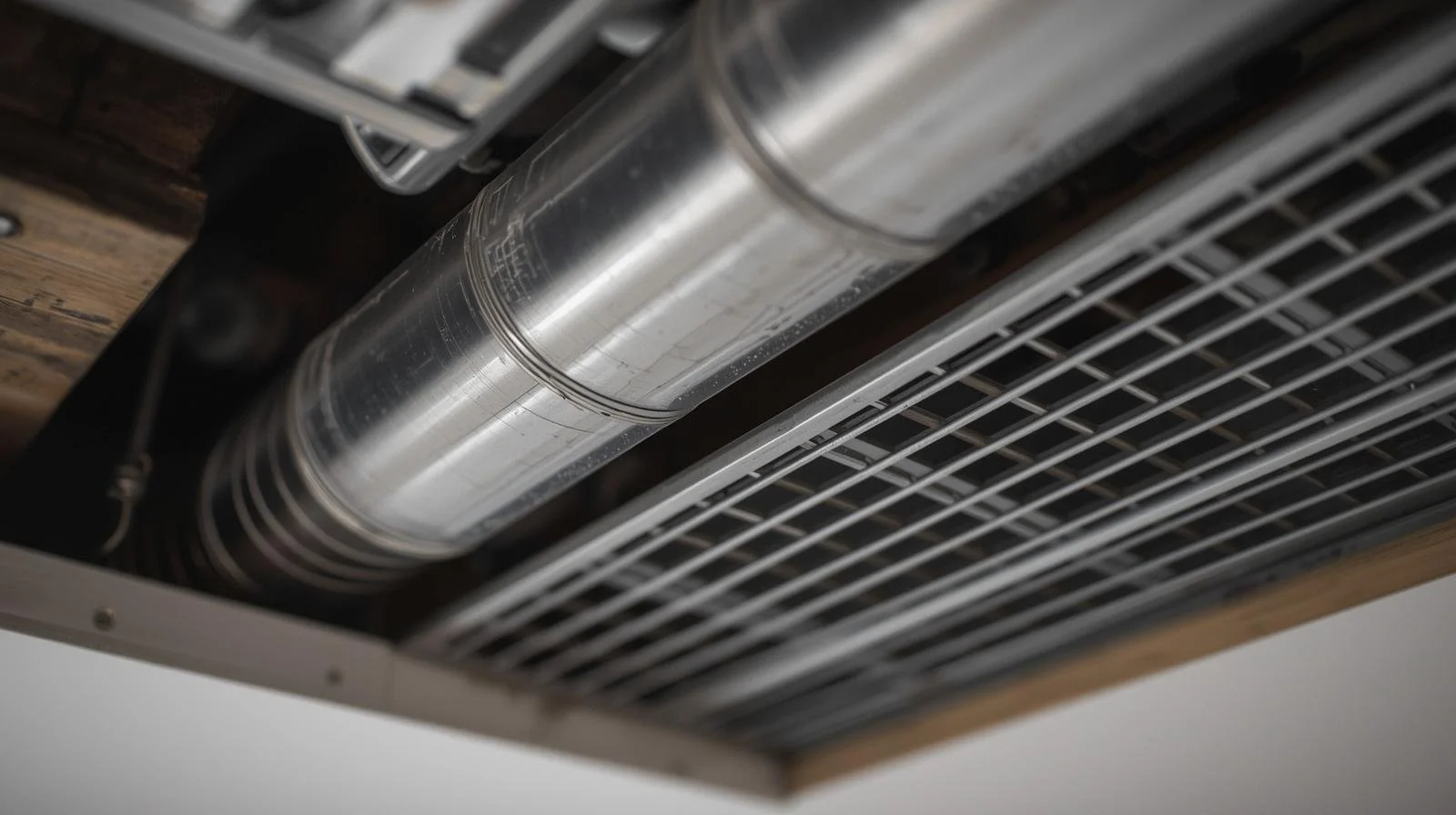 close-up of residential HVAC ductwork and air distribution system in Yorba Linda home attic