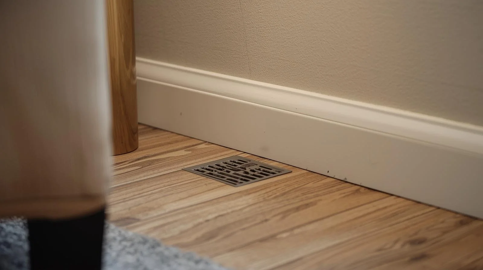 Floor air vent with six inches clearance preventing blocked airflow that reduces HVAC efficiency and increases energy costs