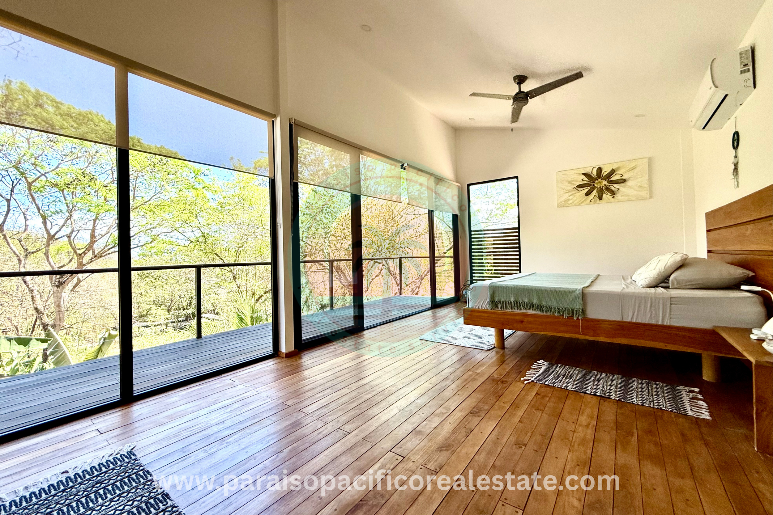 Bedroom one with view at Buddha House Organos near the beach in Costa Rica