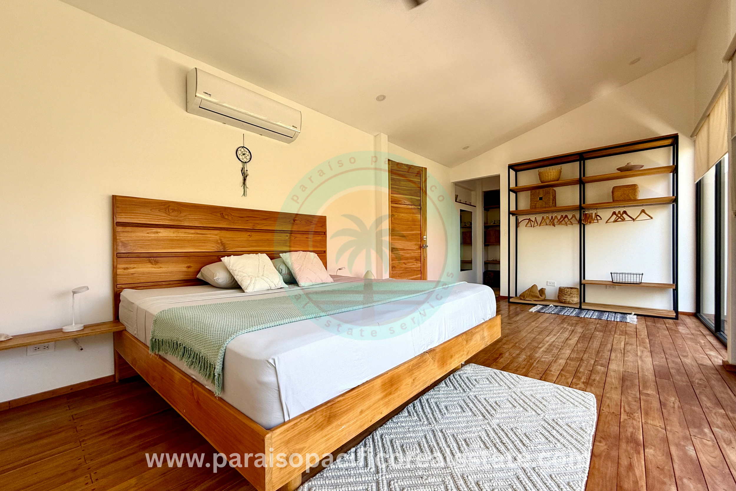 Bedroom one with view at Buddha House Organos near the beach in Costa Rica