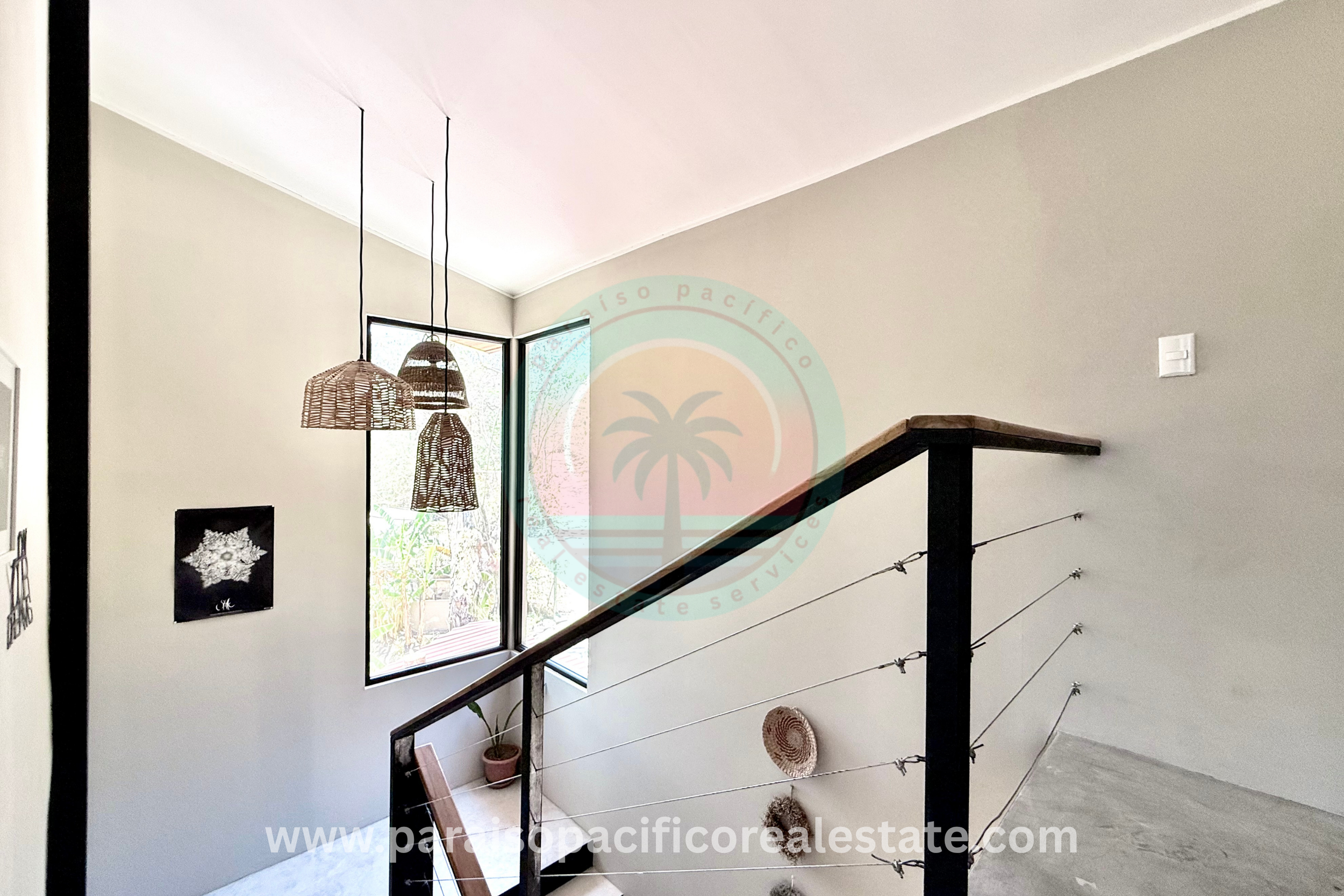 Indoor stairway area at Buddha House Organos near the beach in Costa Rica