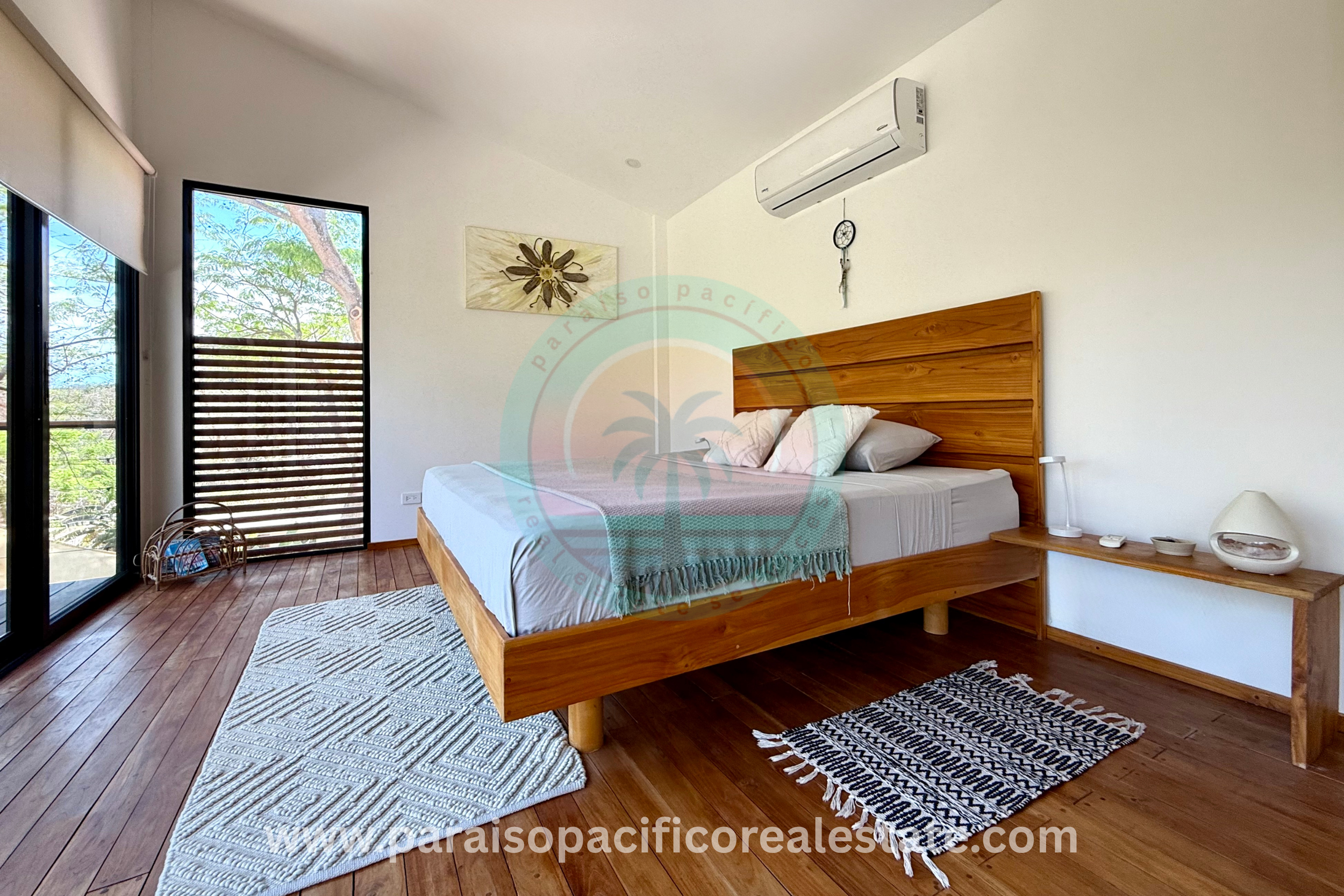 Bedroom one with view at Buddha House Organos near the beach in Costa Rica