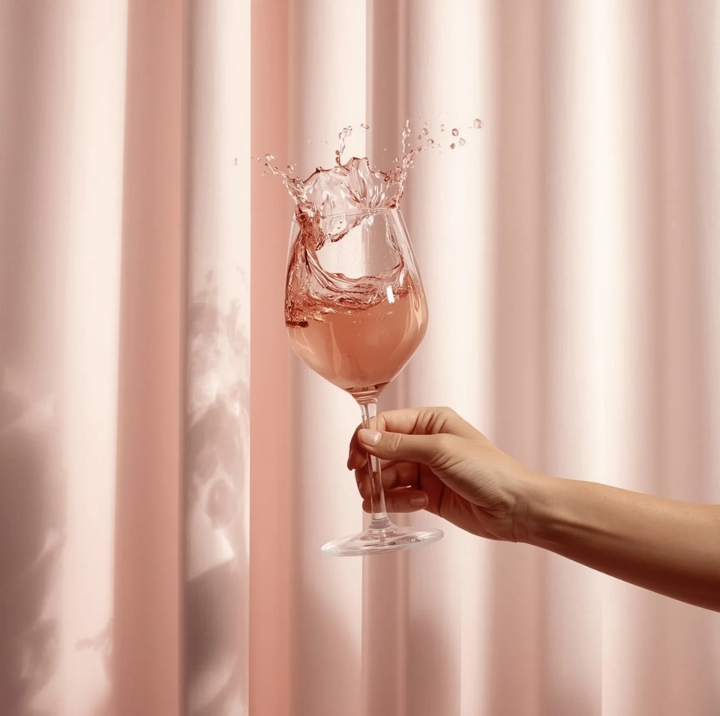 Rose wine swirling in winetasting