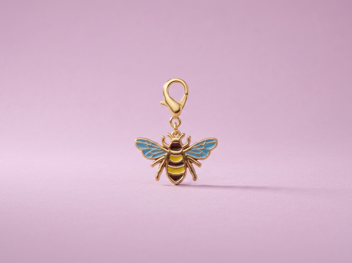 Teal Wing Bee Crochet Marker