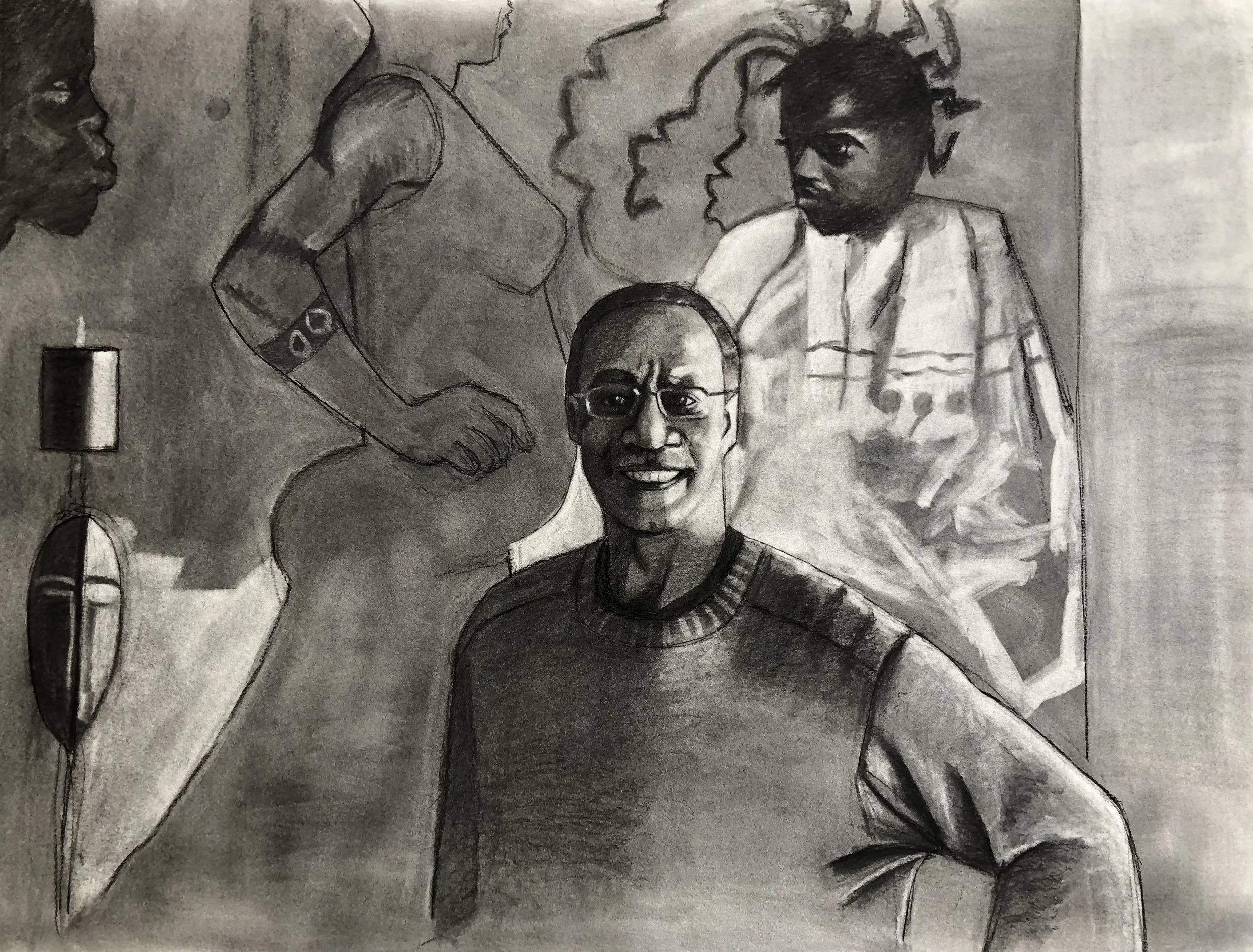 Jameel Amman, Pheoris West, Charcoal on Paper, 22" x 30"