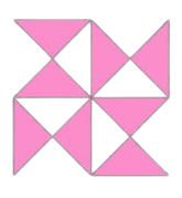 Geometric pattern with pink and black triangles and lines