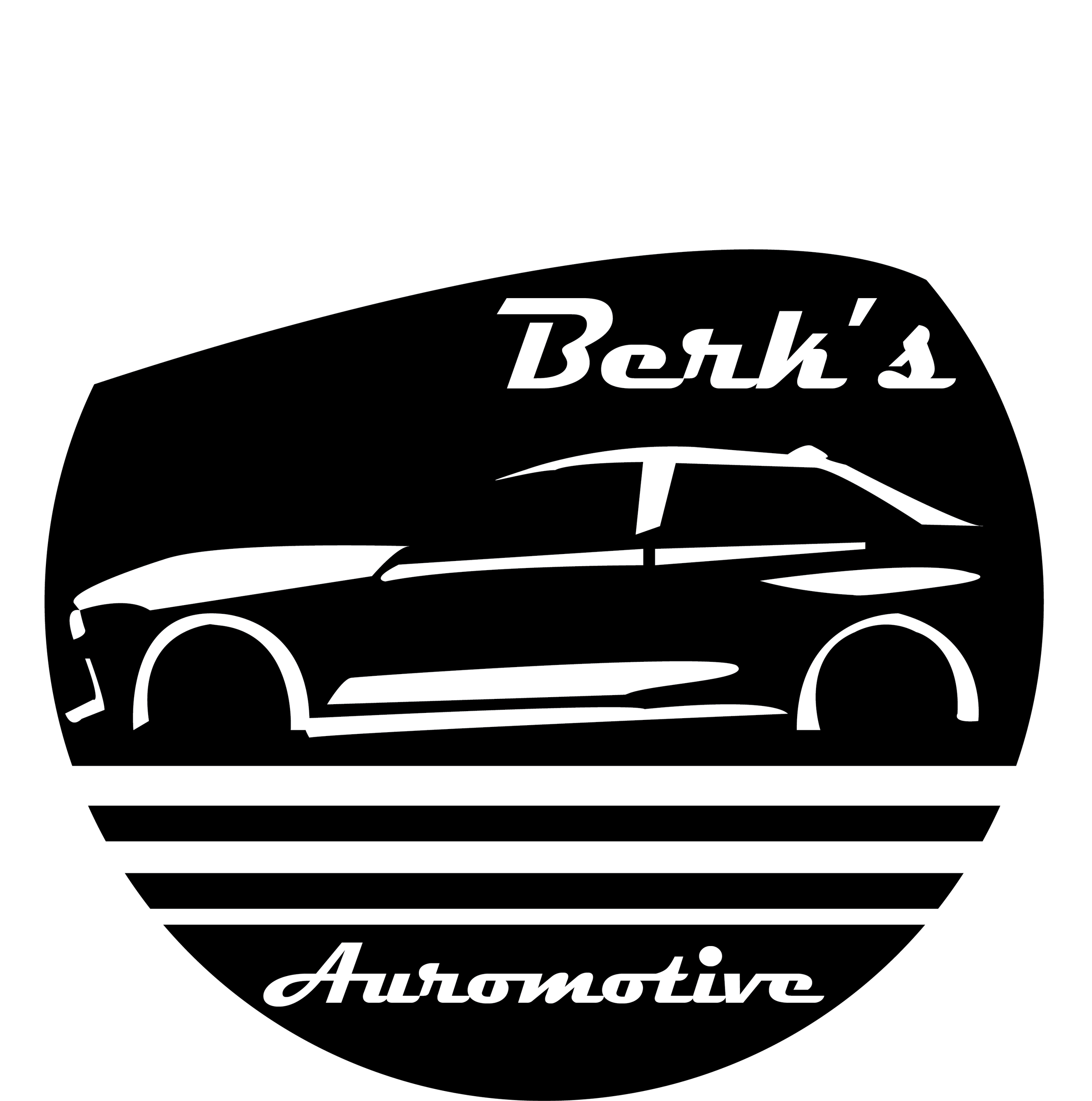 Logo for Berk's Automotive featuring a stylized black and white illustration of a car with the text 'Berk's Automotive'.