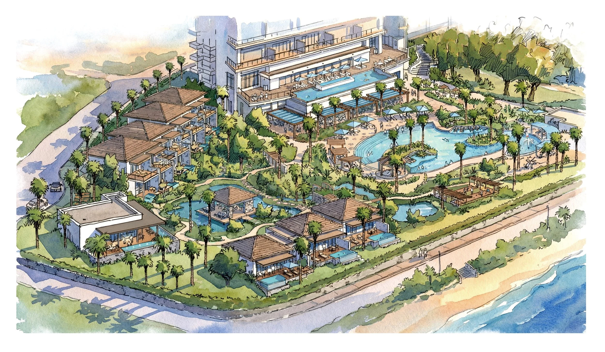 Orion- Sketch View 1- Pool and Villas-COLOR.jpg