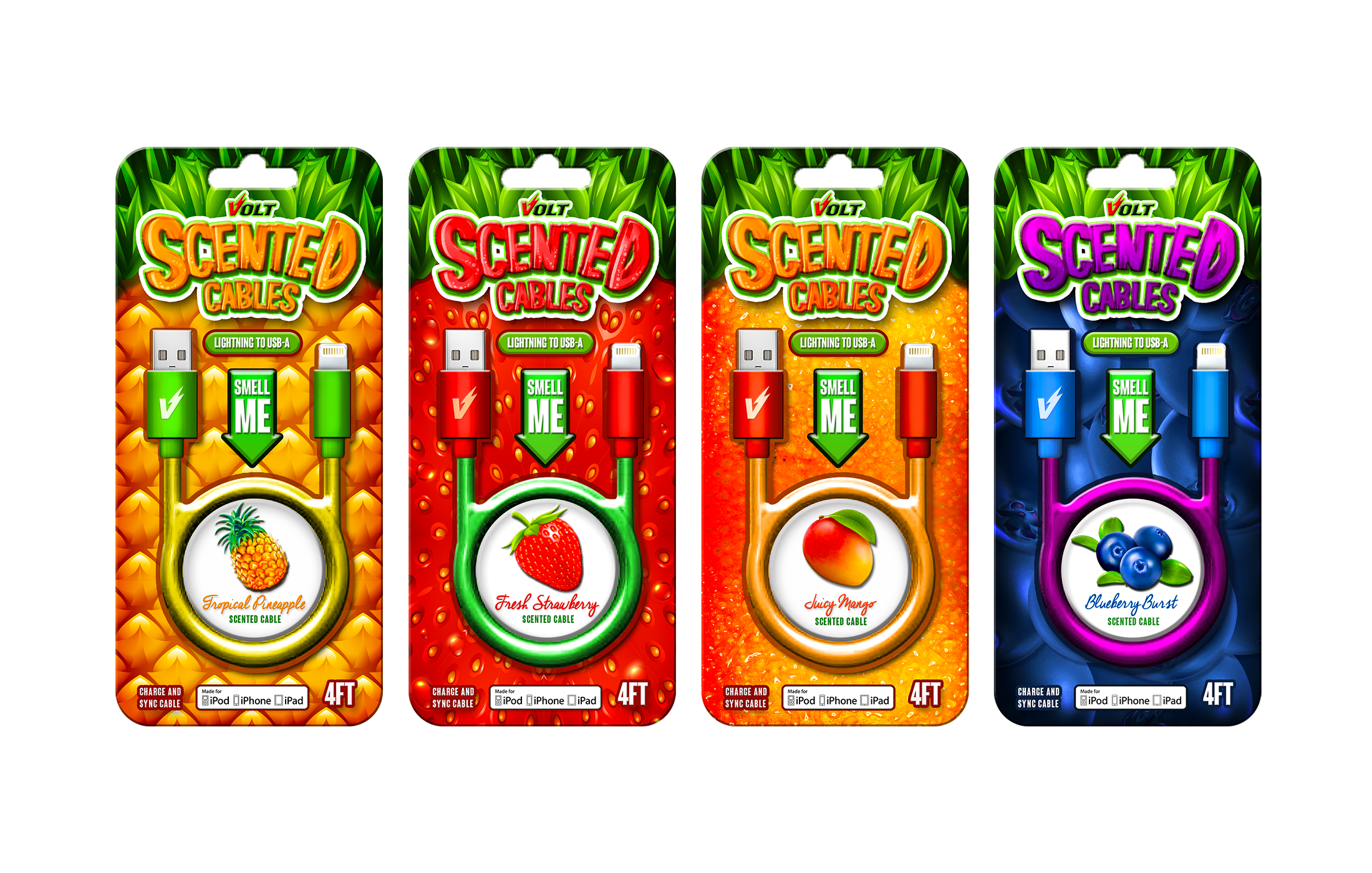 Volt Scented Cables - Original Fruits Series package design