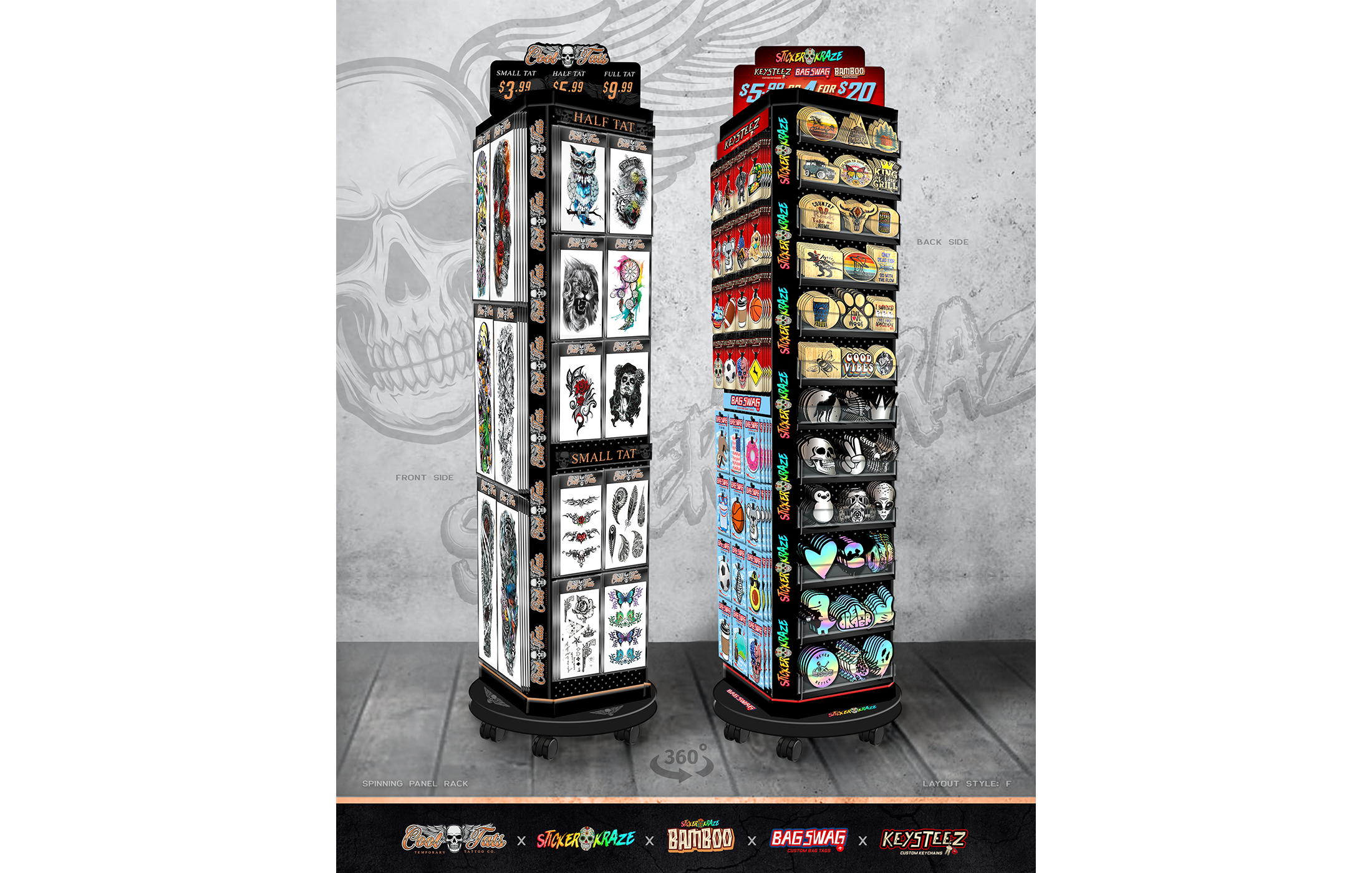 Cool Tats - Spinning Floor Display (split format)