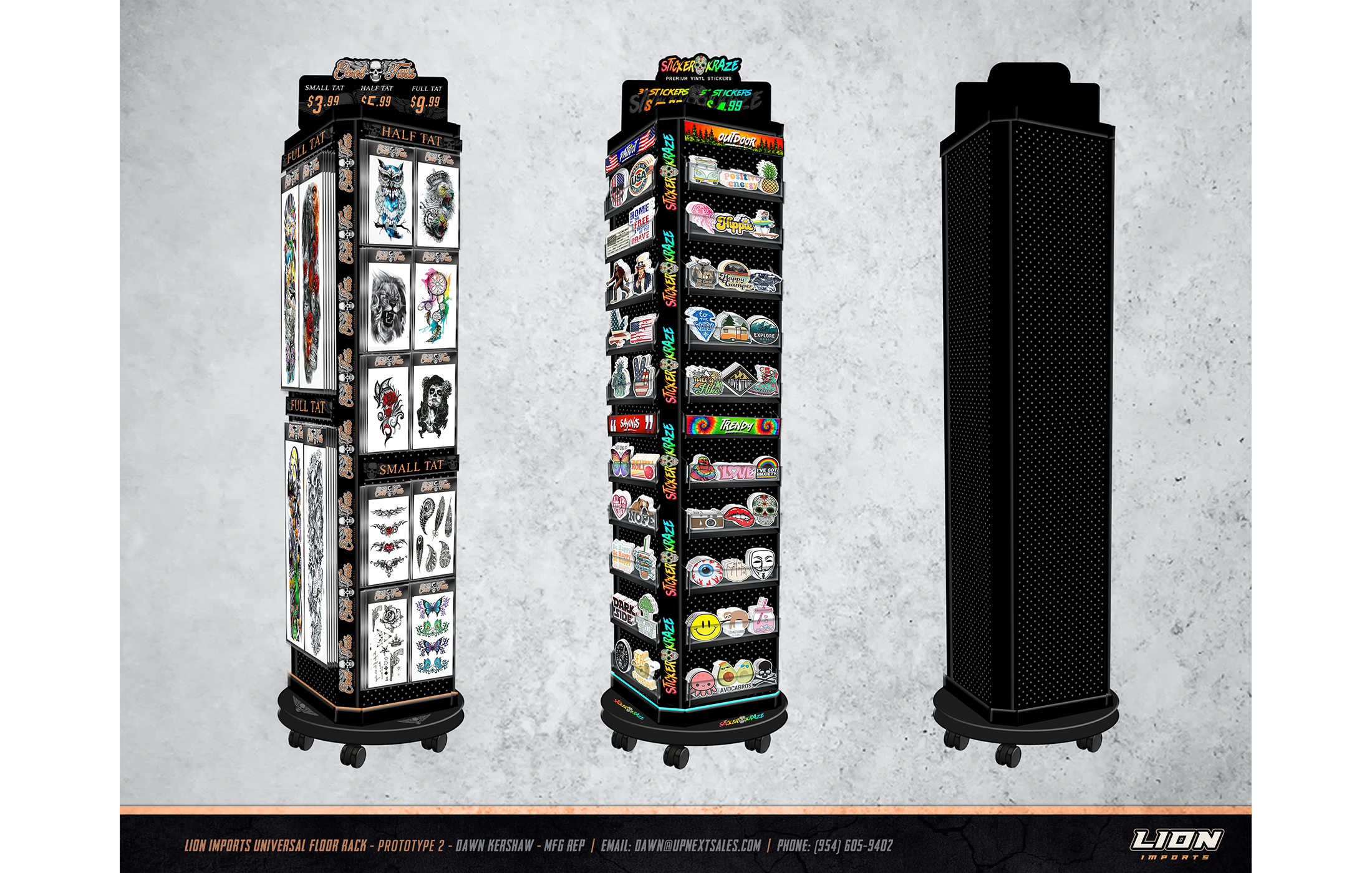 Cool Tats - Spinning Floor Display Conversion Diagram