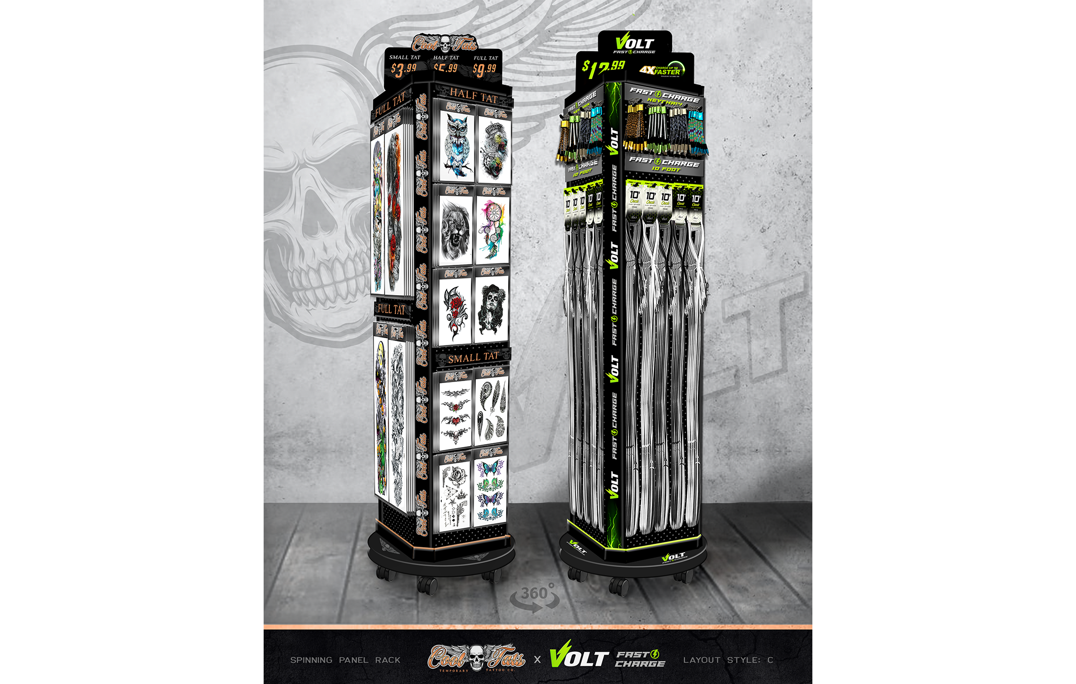 Cool Tats - Spinning Floor Display (split format 2)