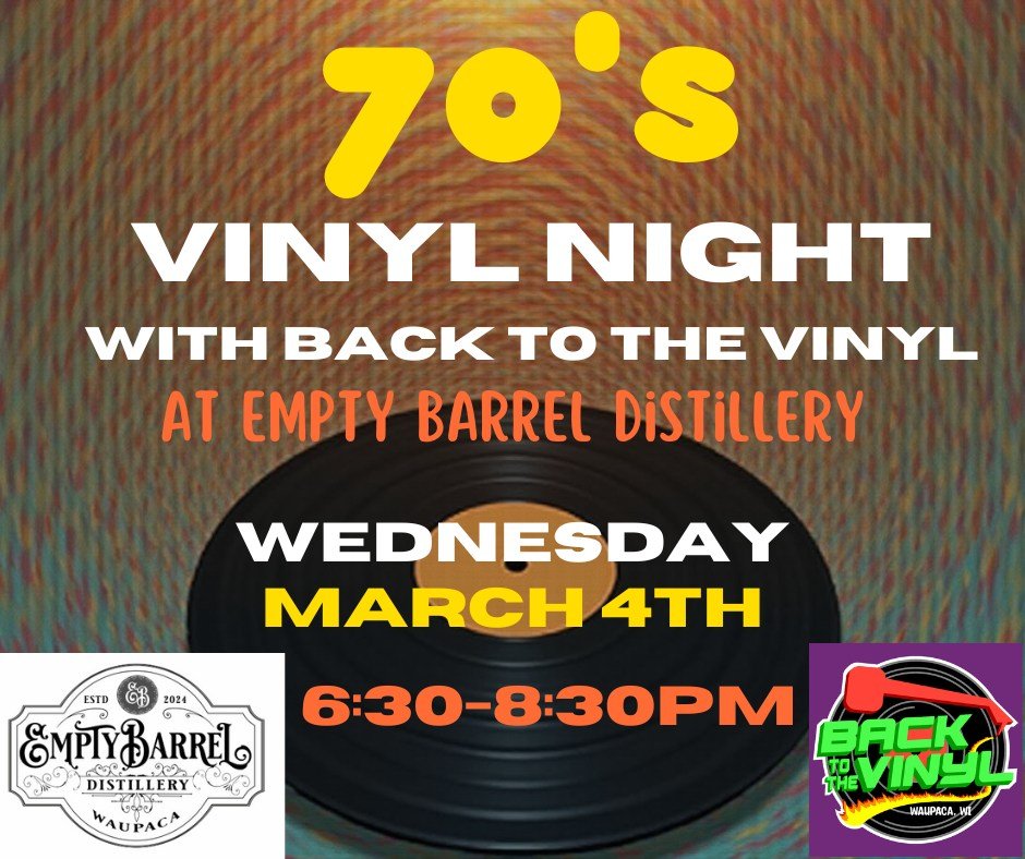 Vinyl Night with @Back to the Vinyl - Waupaca returns with 70's music starting at 6:30pm on Wednesday March 4th! Bring your own 70's records from home to be played alongside Marty's collection!
#vinylnight  #waupaca