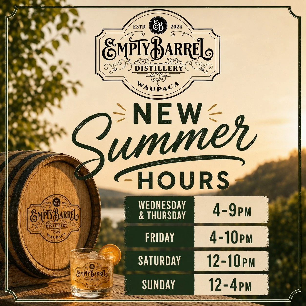 Starting this week we will now be open on Sundays for the rest of the summer! We are looking forward to seeing everyone this summer!