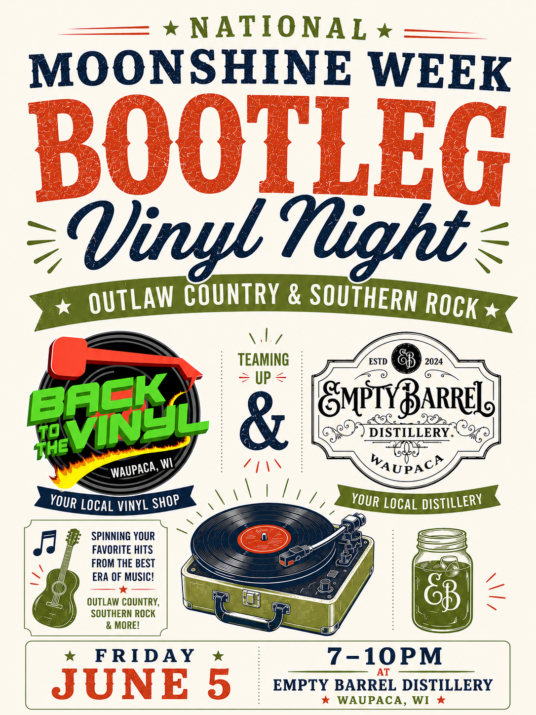“Bootleg” Vinyl Night for National Moonshine Week