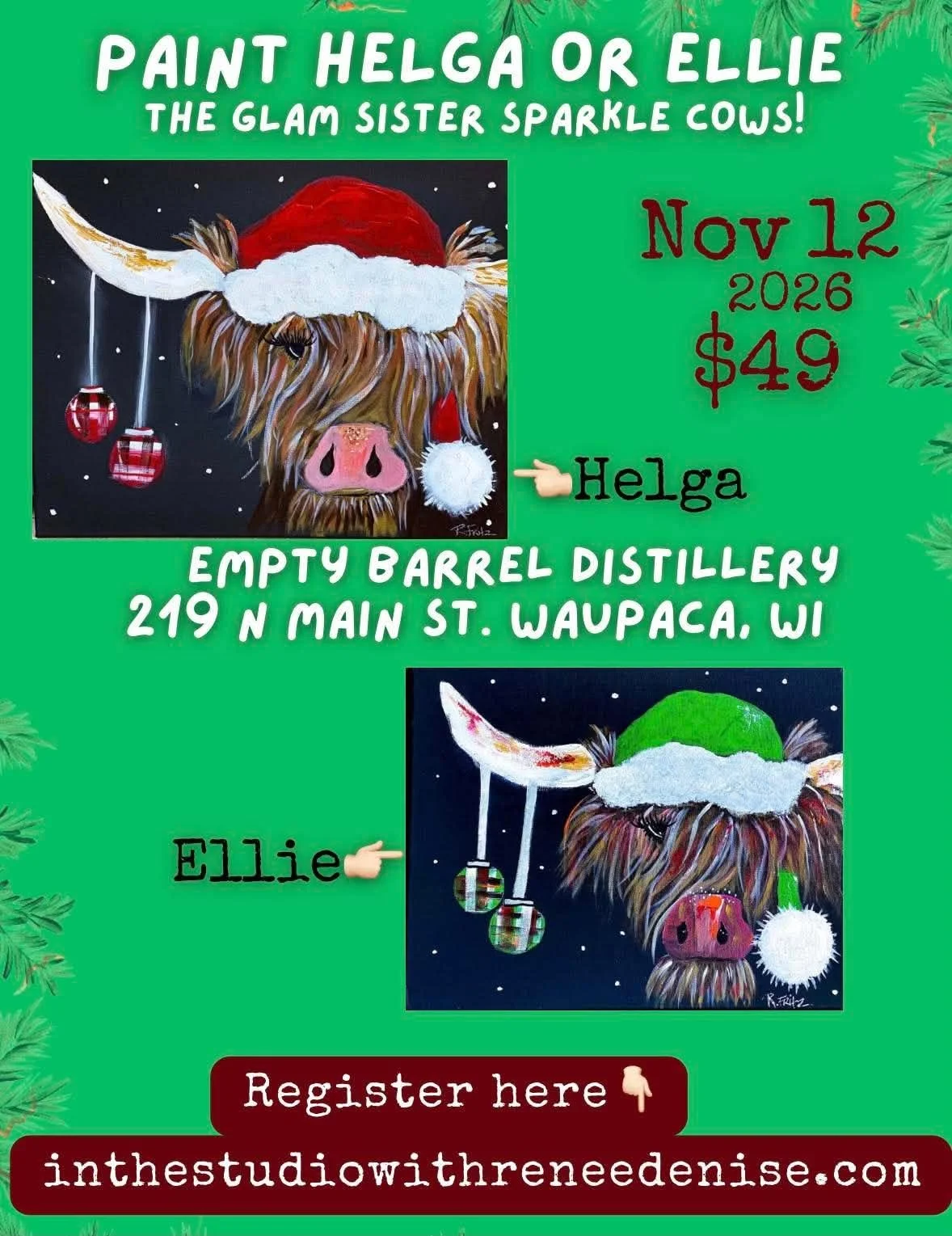Paint & Sip Christmas Cows