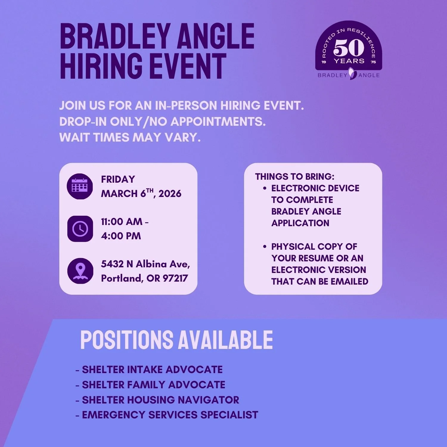 Bradley Angle Hiring Event