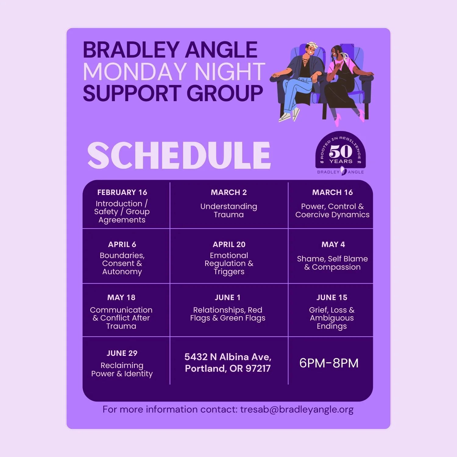 Monday Support Bradley Angle Monday Night Support Group June 15th, 2026 — Bradley Angle