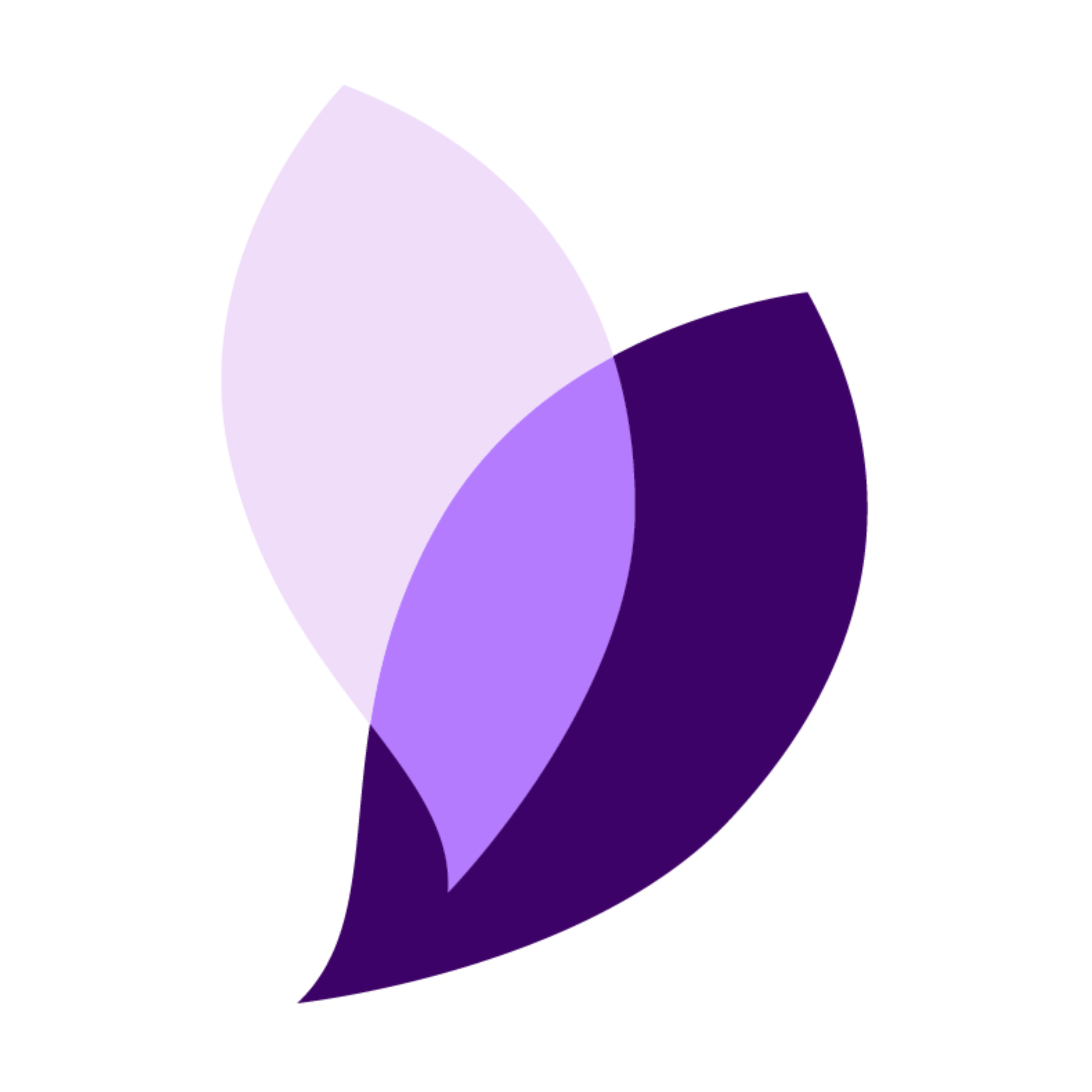 Two leaves overlapping, one purple, one brown