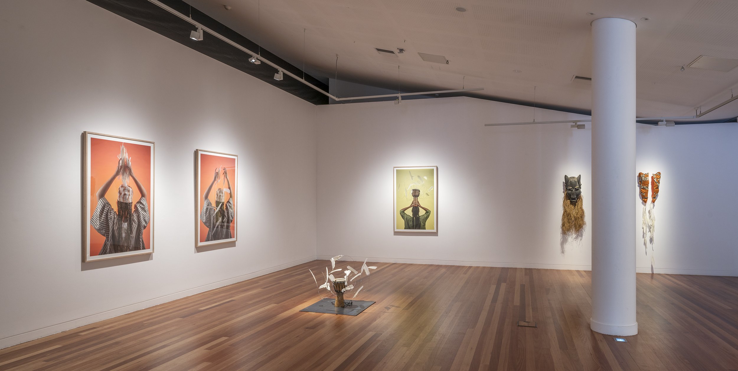 Installation view, 'Masked Memory' by Rosalind Lemoh at Canberra Contemporary, 2025. Photo by Brenton McGeachie