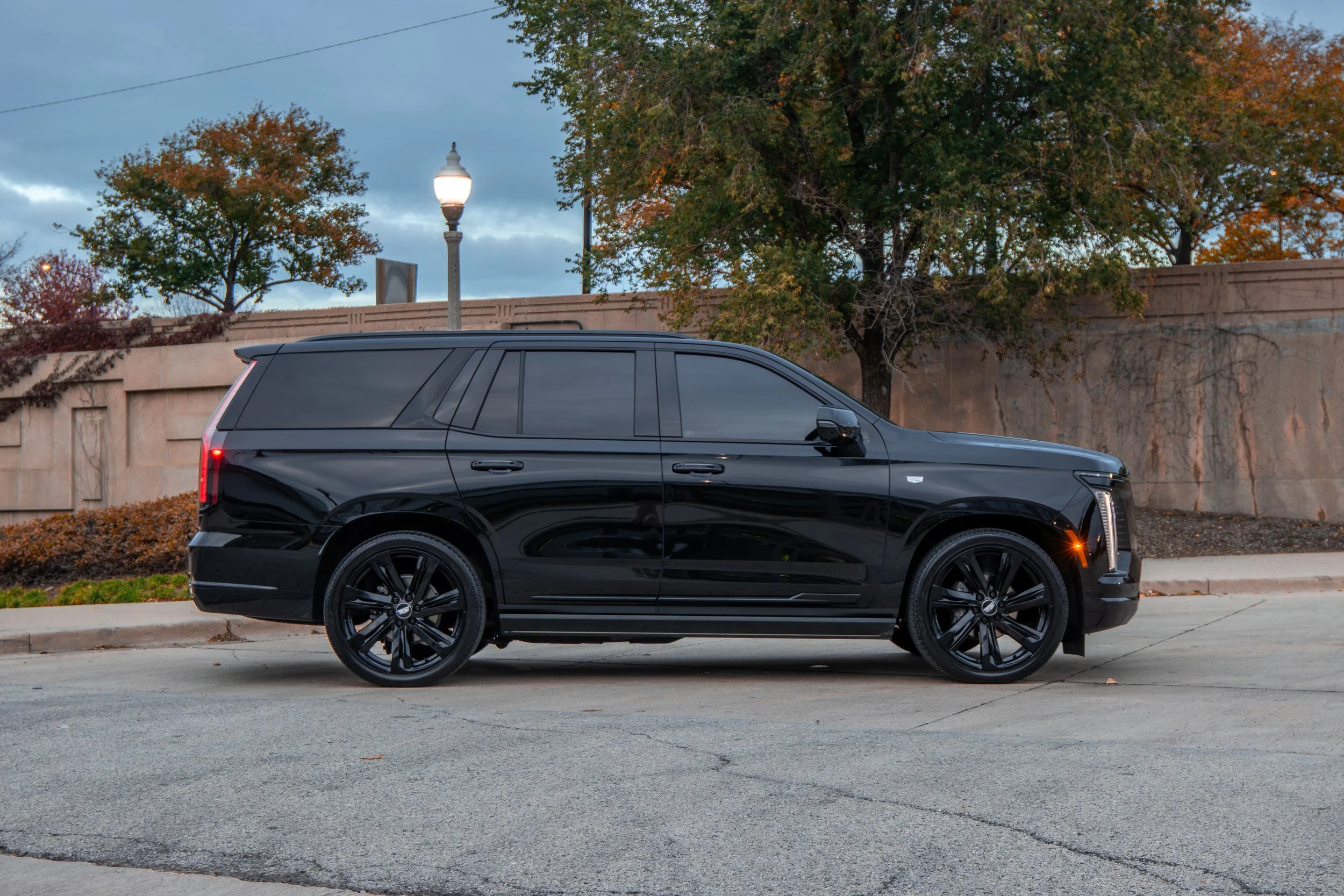 2025 Cadillac Escalade black on black luxury SUV rental in Chicago by Axel Luxury