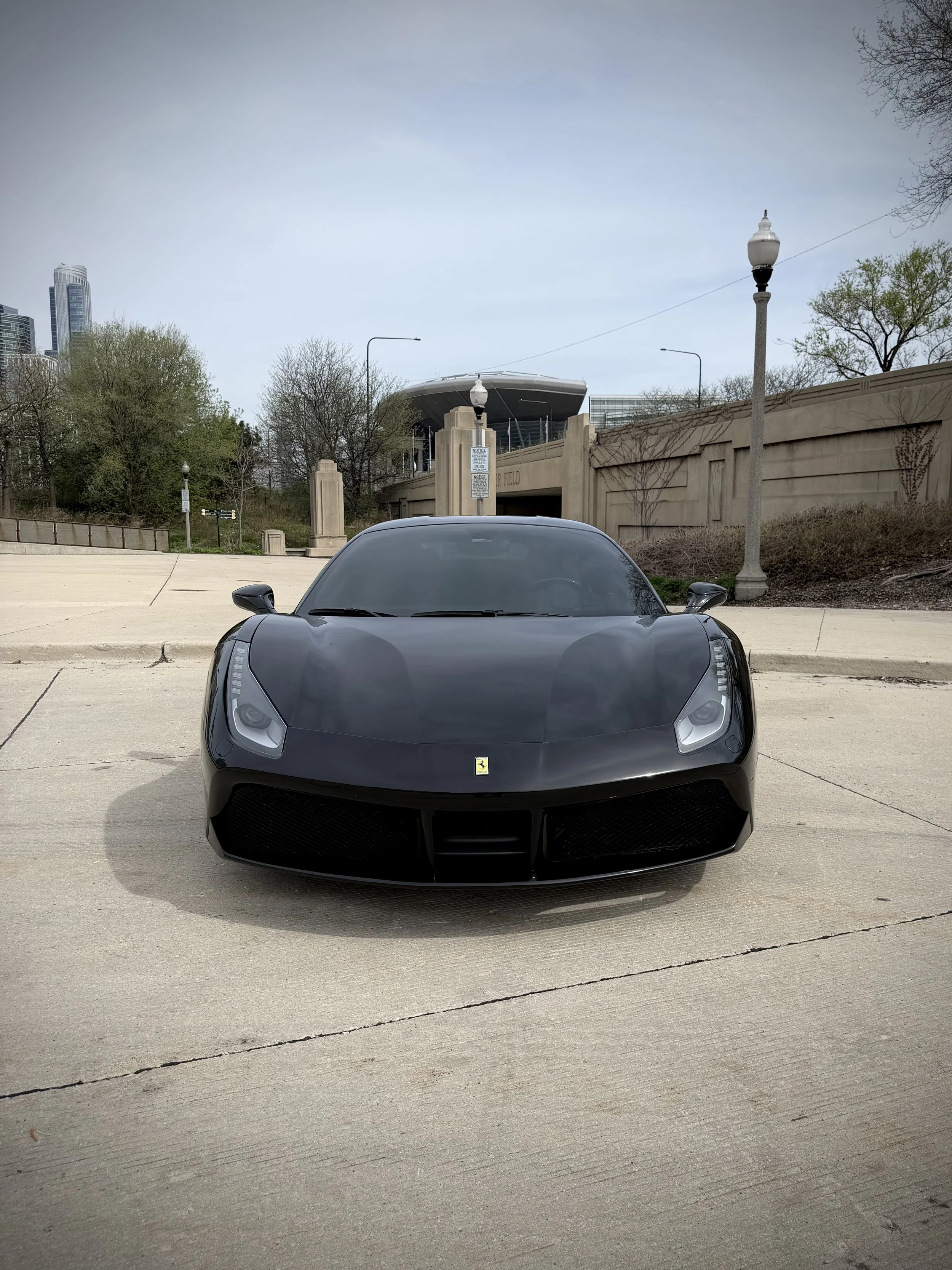 Ferrari 488 GTB black exotic car rental Chicago luxury supercar