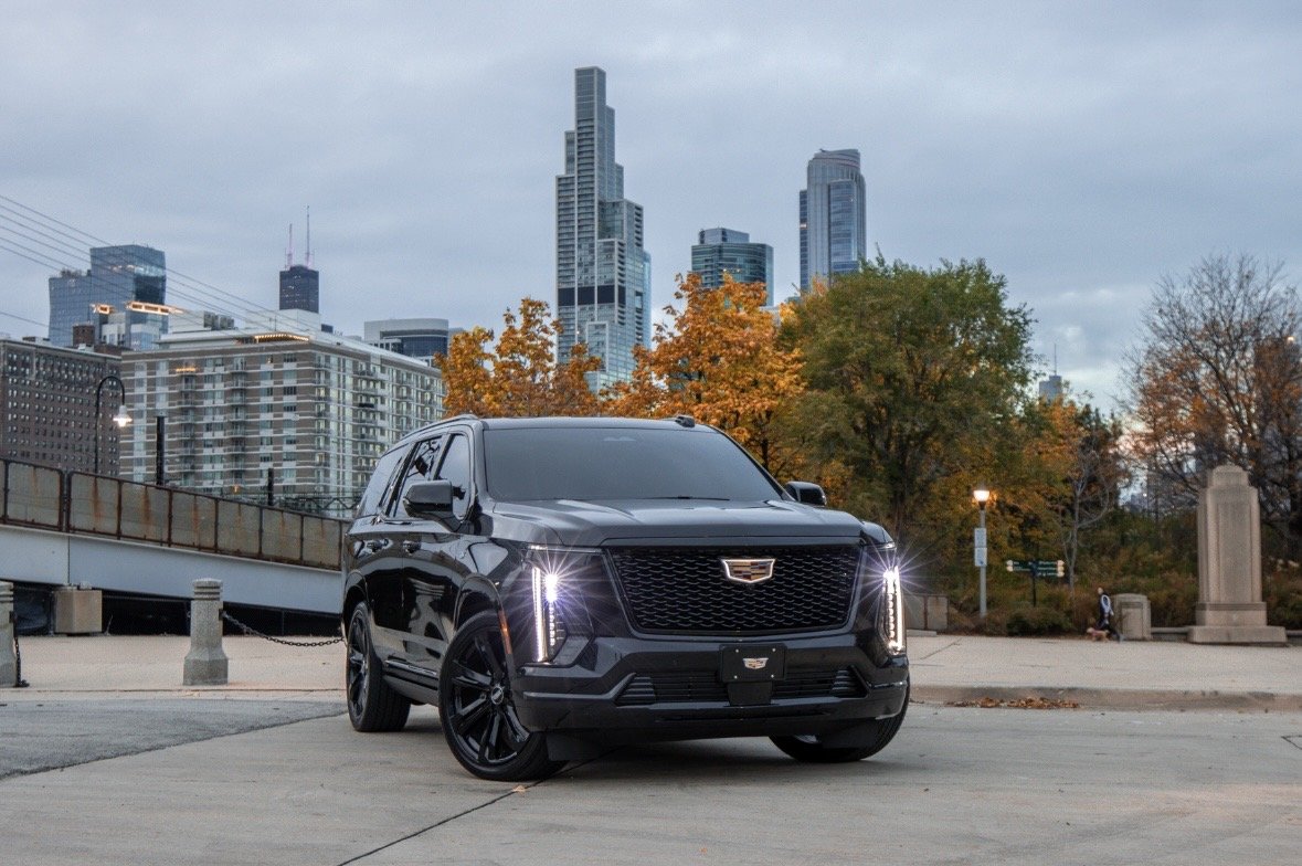 2025 Cadillac Escalade black on black luxury SUV rental in Chicago by Axel Luxury