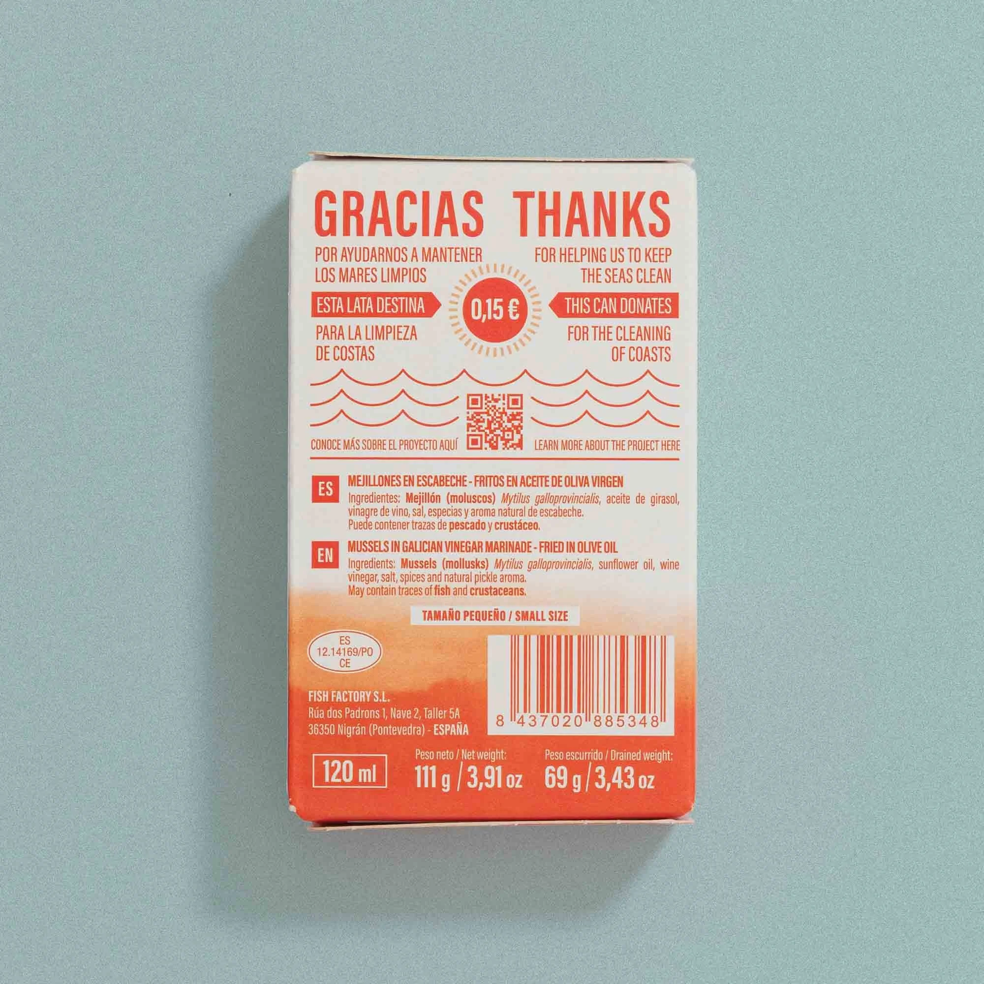 Conservas Luliña - Mussels in Eschabeché pack view with Nutrition.jpg