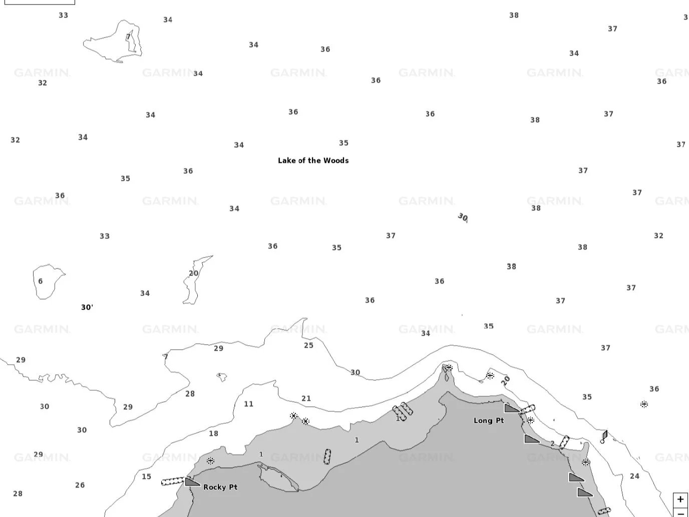 lake of the woods contour map