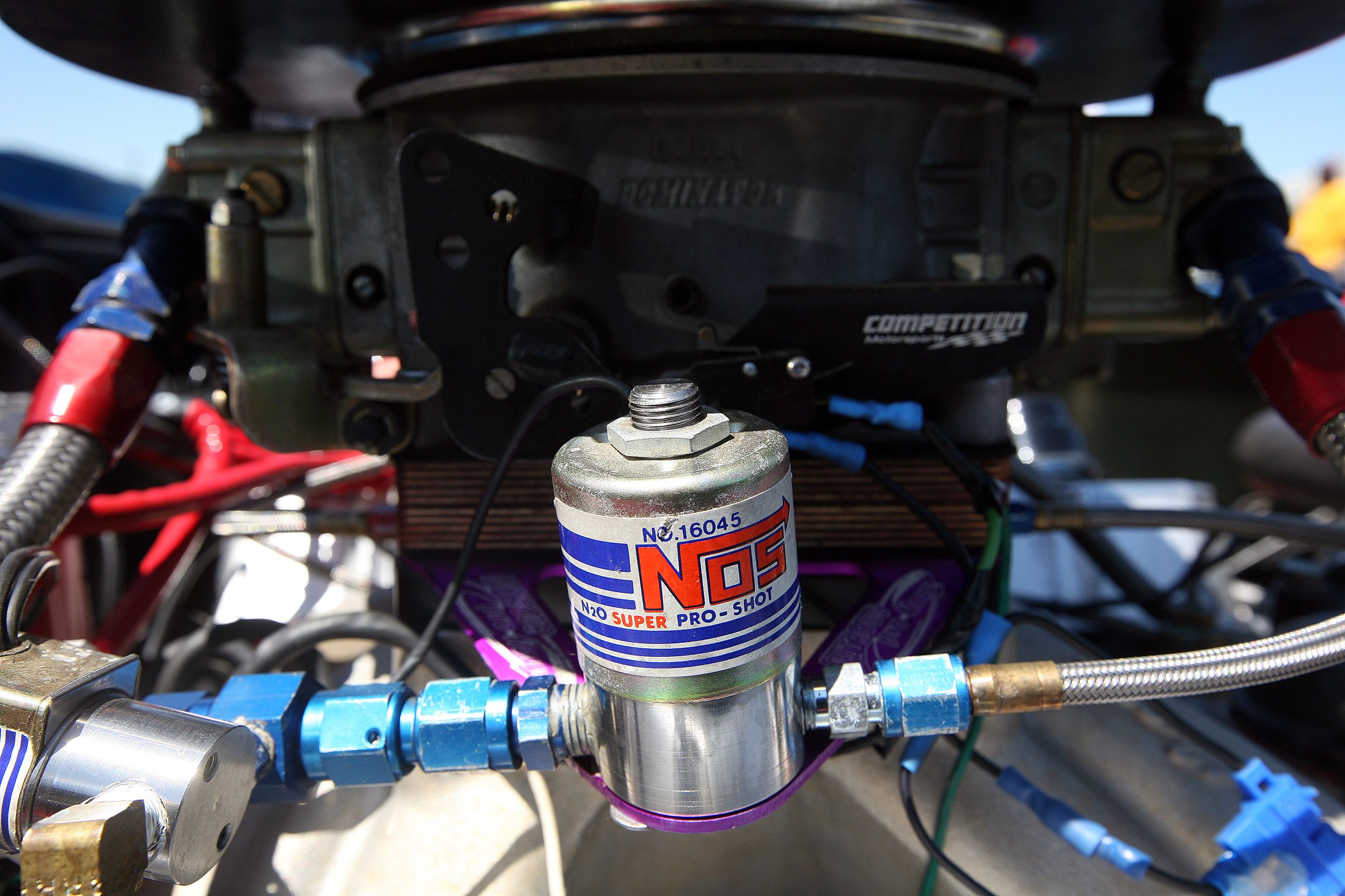 Freeman Hardaway, 53, of Detroit keeps NOS to give his Chevy 1974 Nova an extra boost while racing the quarter mile at the Milan Dragway in Milan Friday, July 04, 2008.
