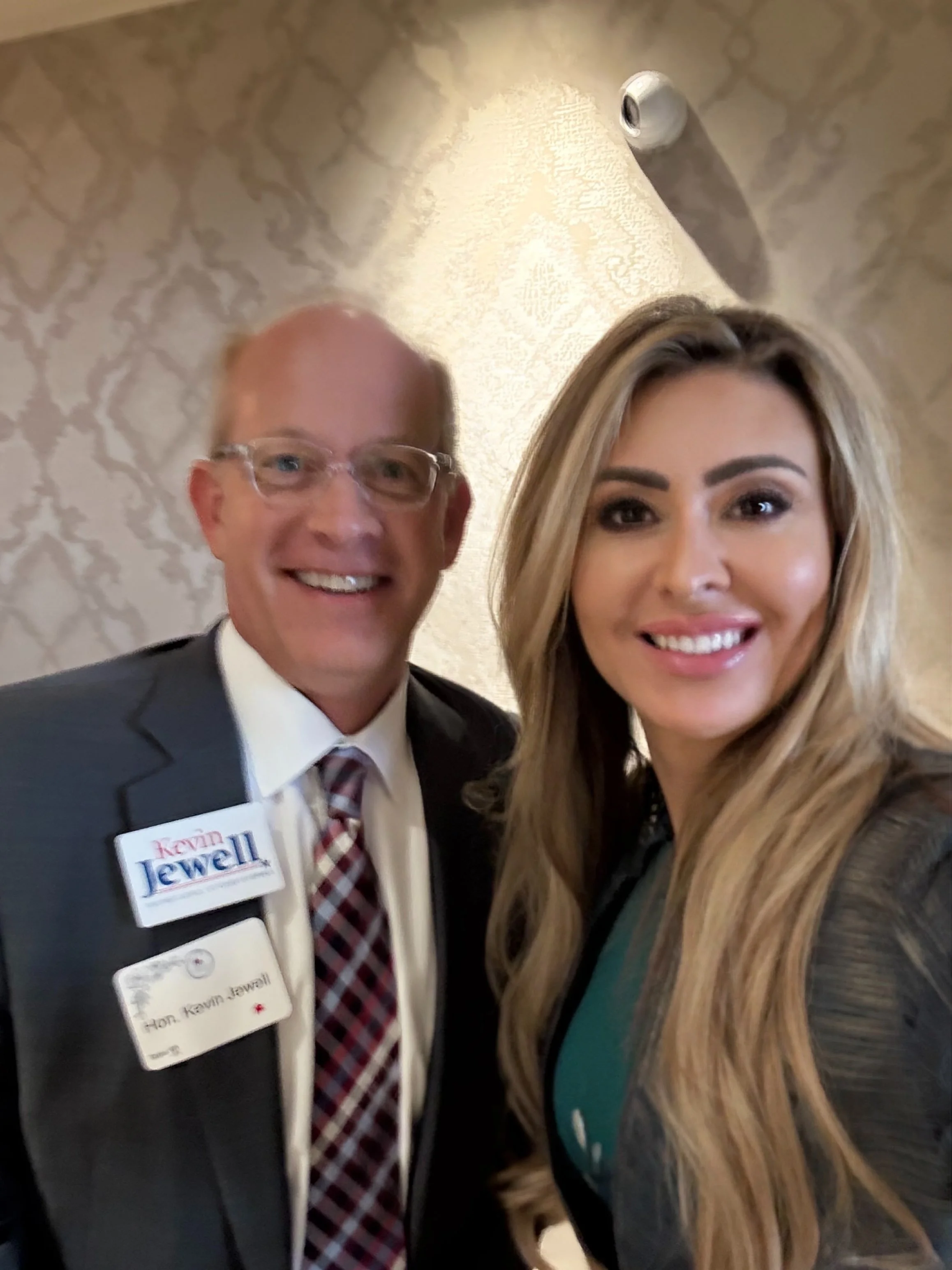 14th Court of Appeals Judge Kevin Jewell and Cat Parks.