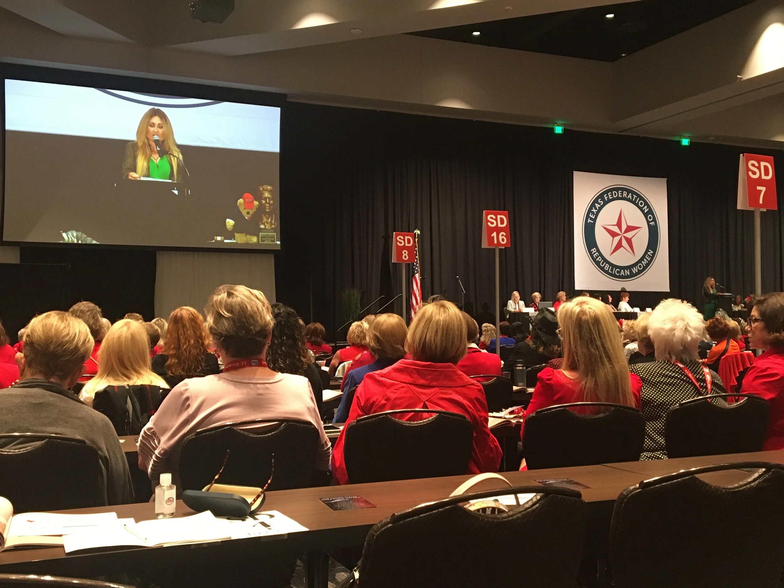 Cat Parks addresses the Texas Federation of Republican Women Convention