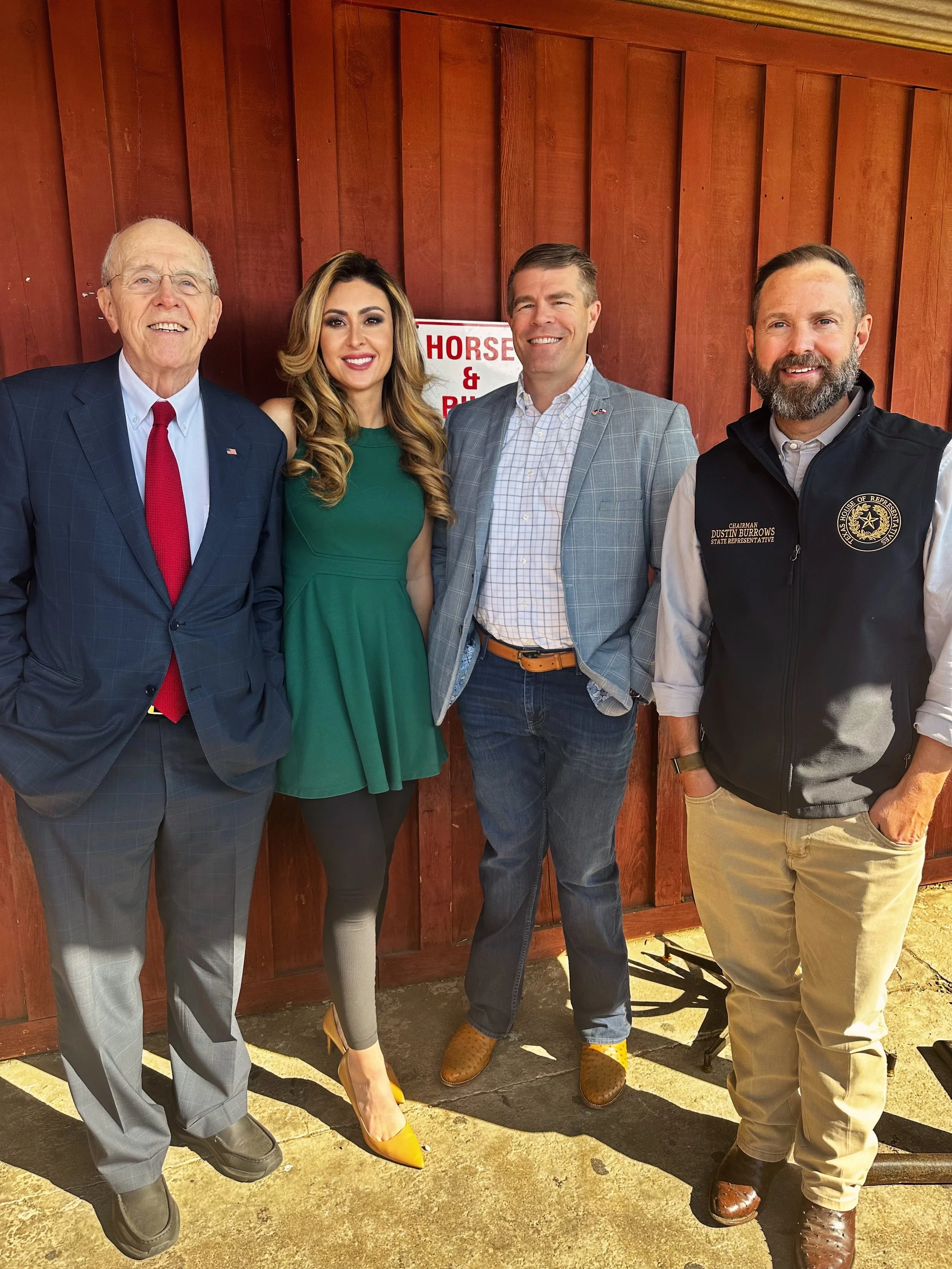 Chancellor Kent Hance, Cat Parks, SBOE Chair Adam Kinsey, & Representative Dustin Burrows