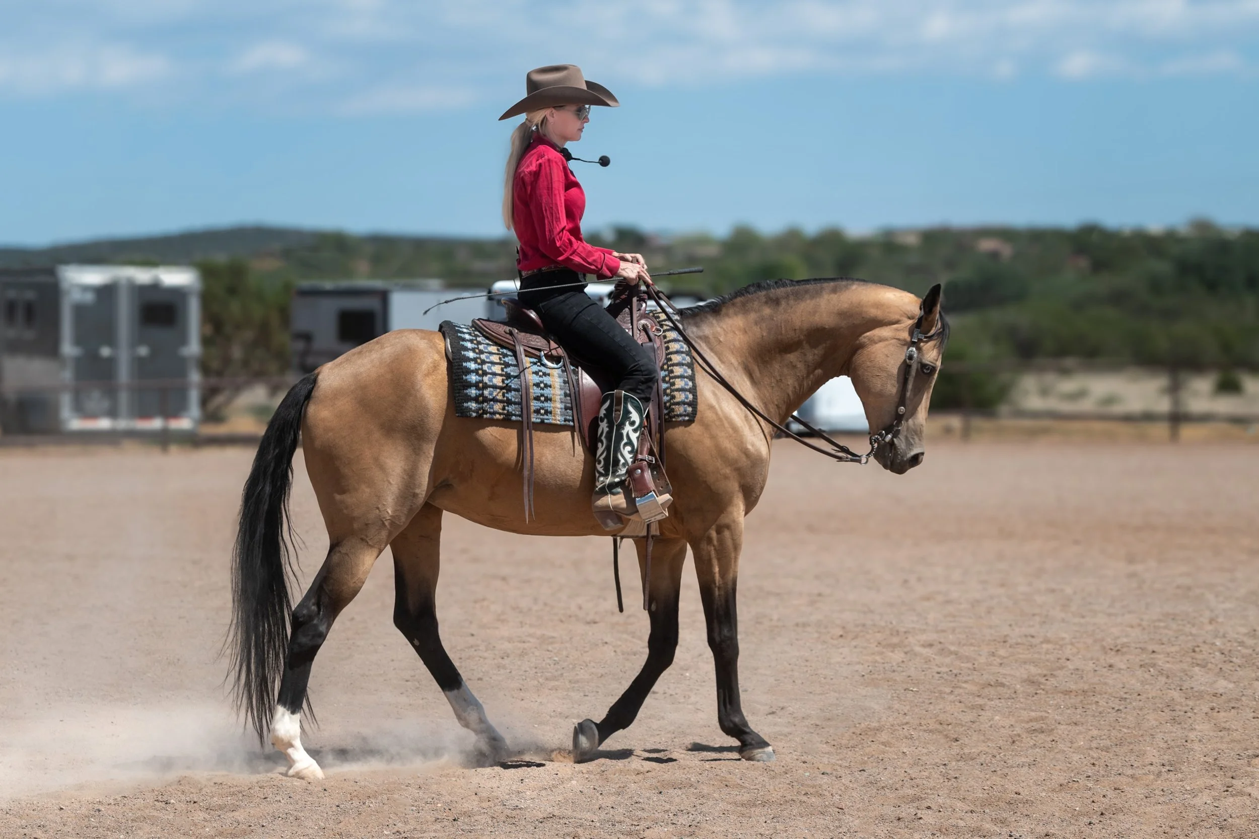 Cat Parks riding multiple World Champion Larkin So Creamy. Congratulations to Kathryn Stedham on your recent purchase of Lark!