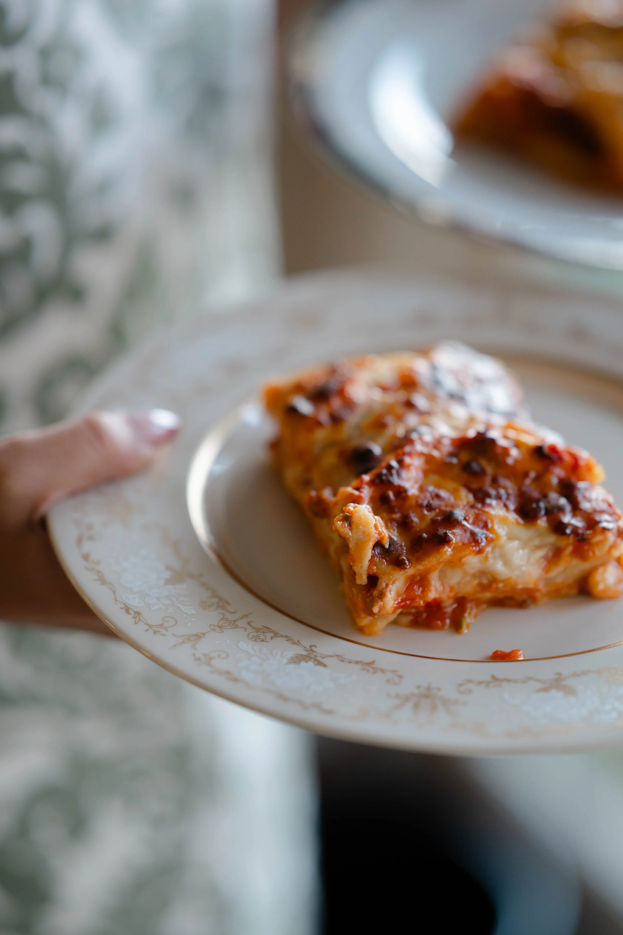 a dish being serve