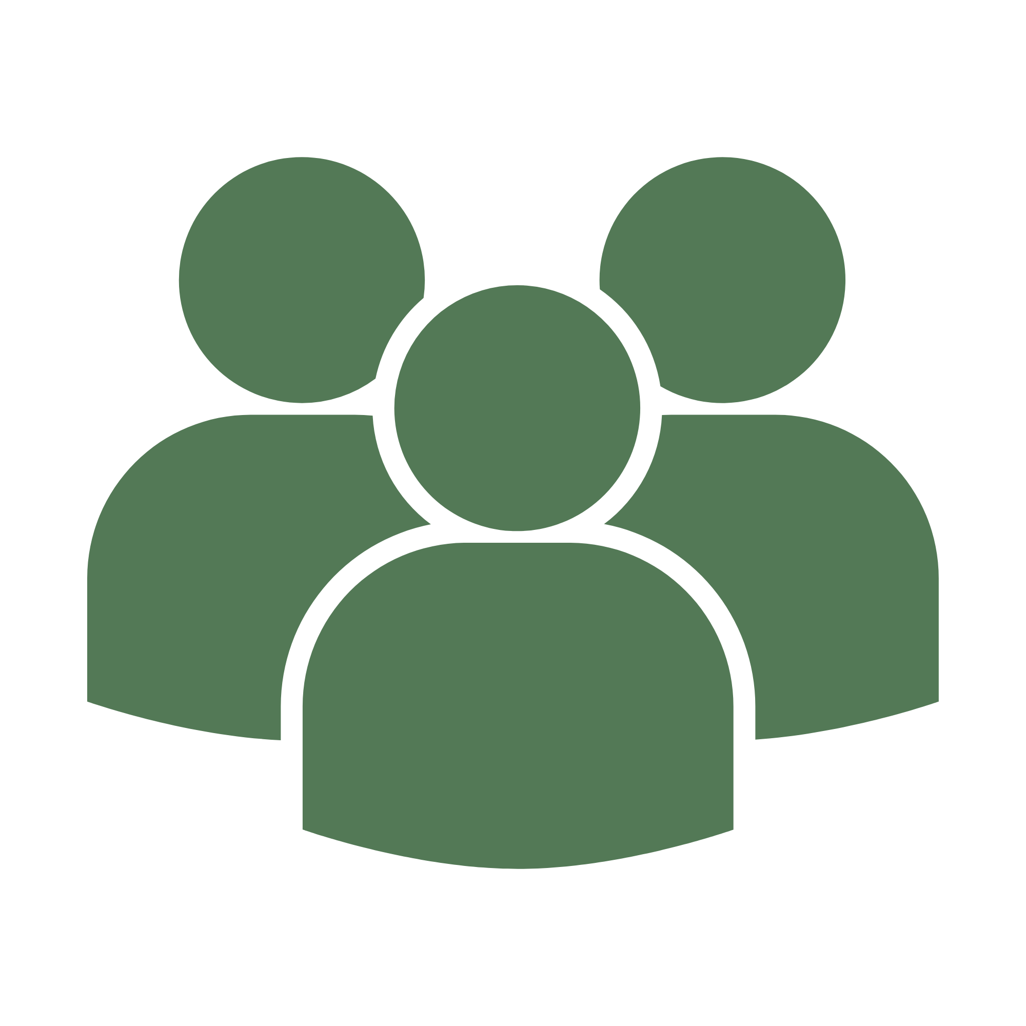 Icon of five stylized people in green against a black background.