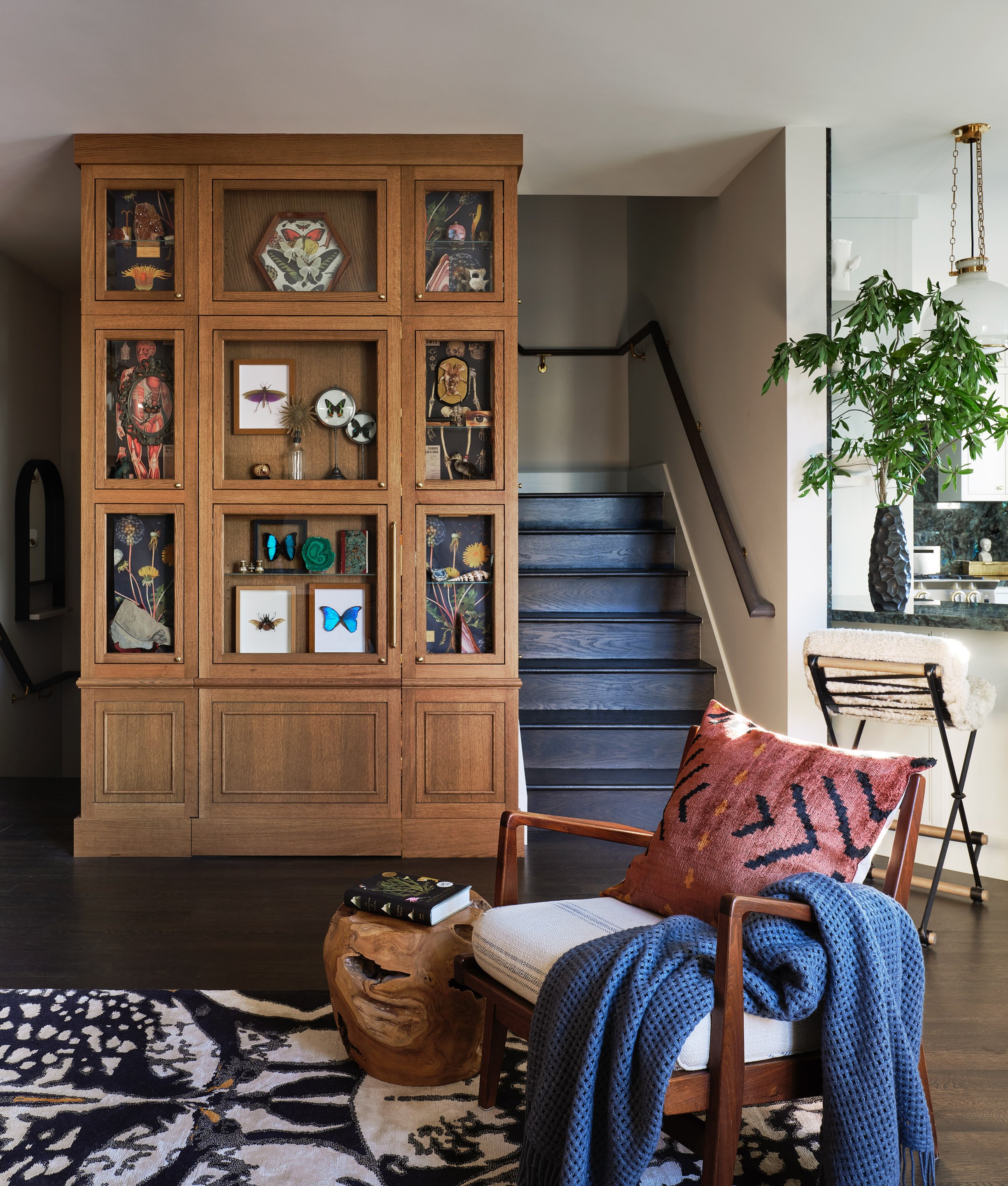 San Francisco living room designed by Eva Bradley Studio featuring vibrant colors, layered textures, and curated contemporary art