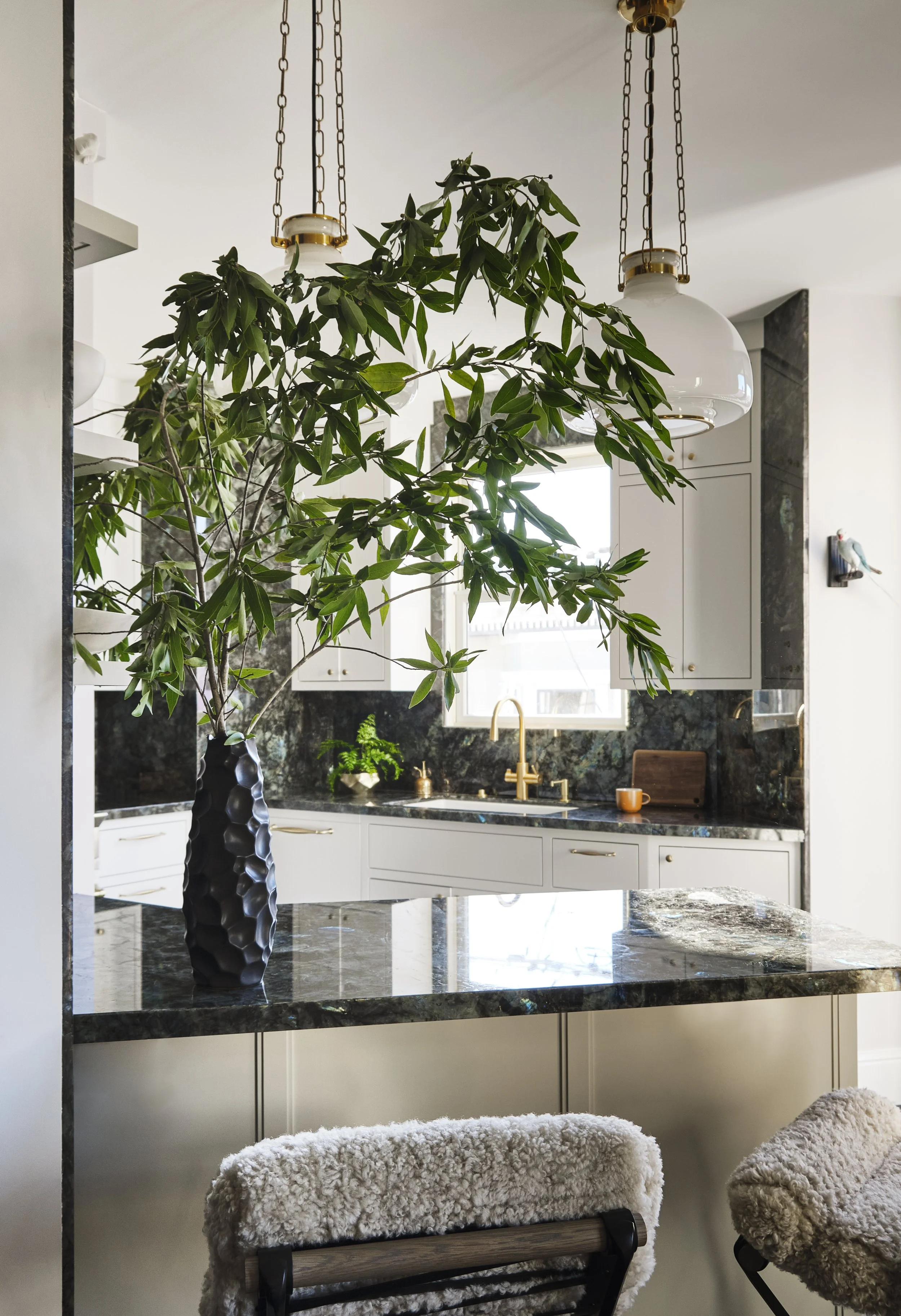 Modern San Francisco kitchen by Eva Bradley Studio with natural materials, rich color palette, and refined contemporary details