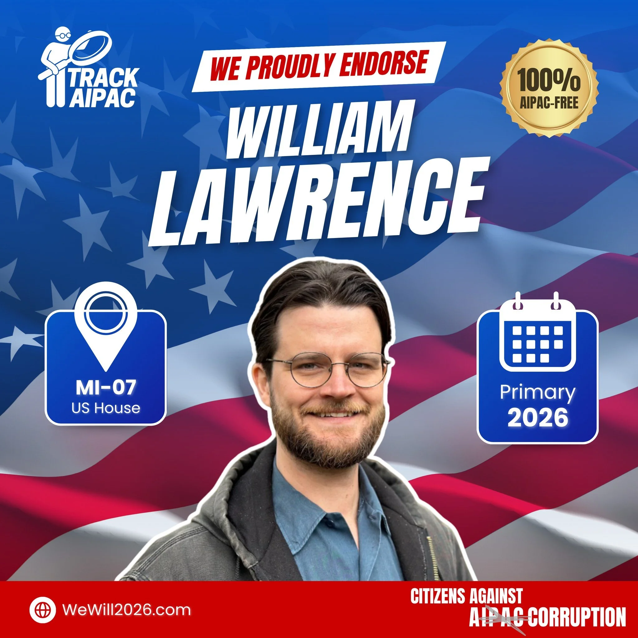 🎉 ENDORSEMENT ALERT! 🎉

We are proud to endorse @wewill2026mi for Congress in #MI07 to unseat Rep. Tom Barrett!

In an era where moral courage is in short supply, William Lawrence represents the principled leadership we desperately need. He is bold