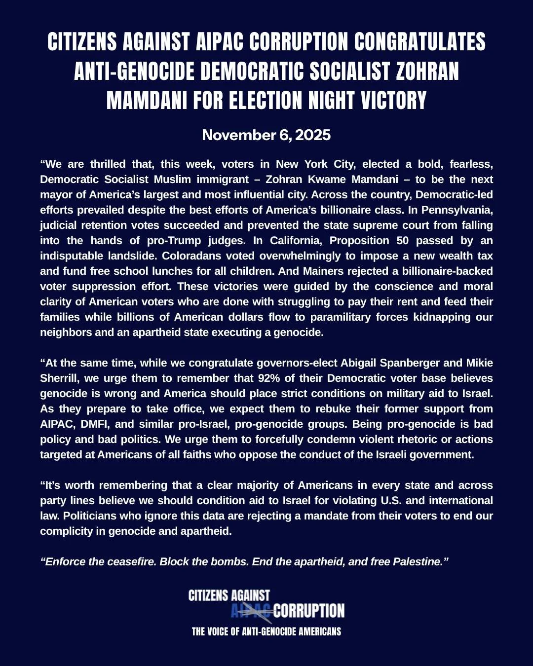 This was @demmaj4israel's response to Tuesday's election.

We decided to issue our own.