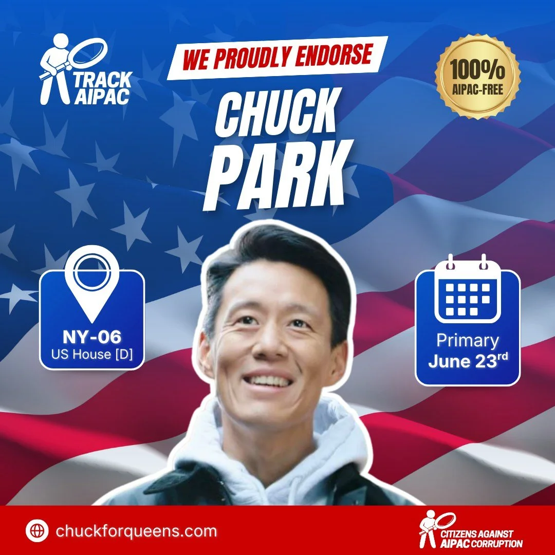 🎉 ENDORSEMENT ALERT! 🎉

We are proud to endorse @chuckforqueens in #NY06!

Rep. Grace Meng, an AIPAC loyalist, has built her career on betraying both American principles and international law. She aggressively supports Israel-lobby-backed censorshi