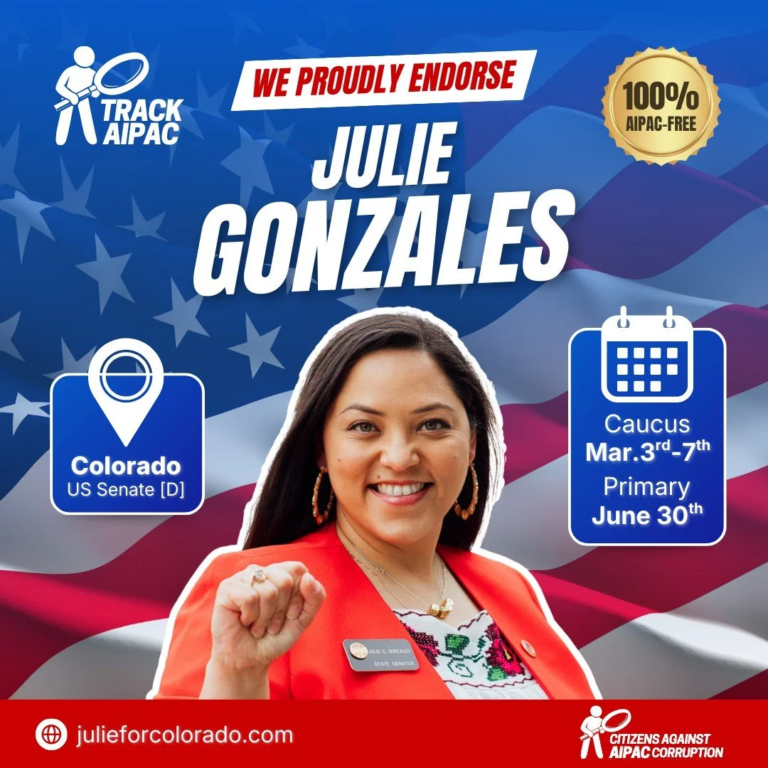 🎉 ENDORSEMENT ALERT! 🎉

Today we are proud to endorse @senadorajulie for U.S. Senate in Colorado!

Sen. John Hickenlooper uses his position to act as a guarantor of unconditional U.S. military aid to Israel, ensuring billions flow to a foreign gove