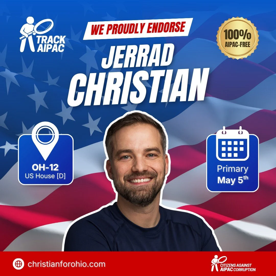 🎉 ENDORSEMENT ALERT! 🎉

We are proud to endorse @jerrad.christian for Congress in #OH12!

The incumbent, Rep. Troy Balderson, has made his allegiance clear. When AIPAC and the Israel lobby come calling for unconditional weapons funding to fuel the 
