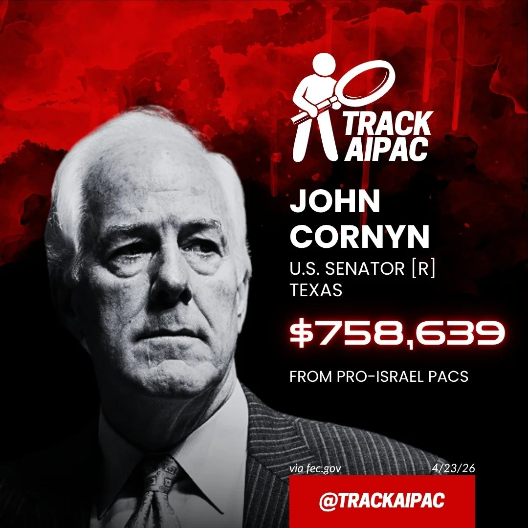 AIPAC's Sen. John Cornyn has been unseated by Ken Paxton in the Republican primary runoff election in Texas.

We&rsquo;ll be on the lookout for Israel lobby support shifting to Paxton now that he has secured Republican nomination. He helped lead the 