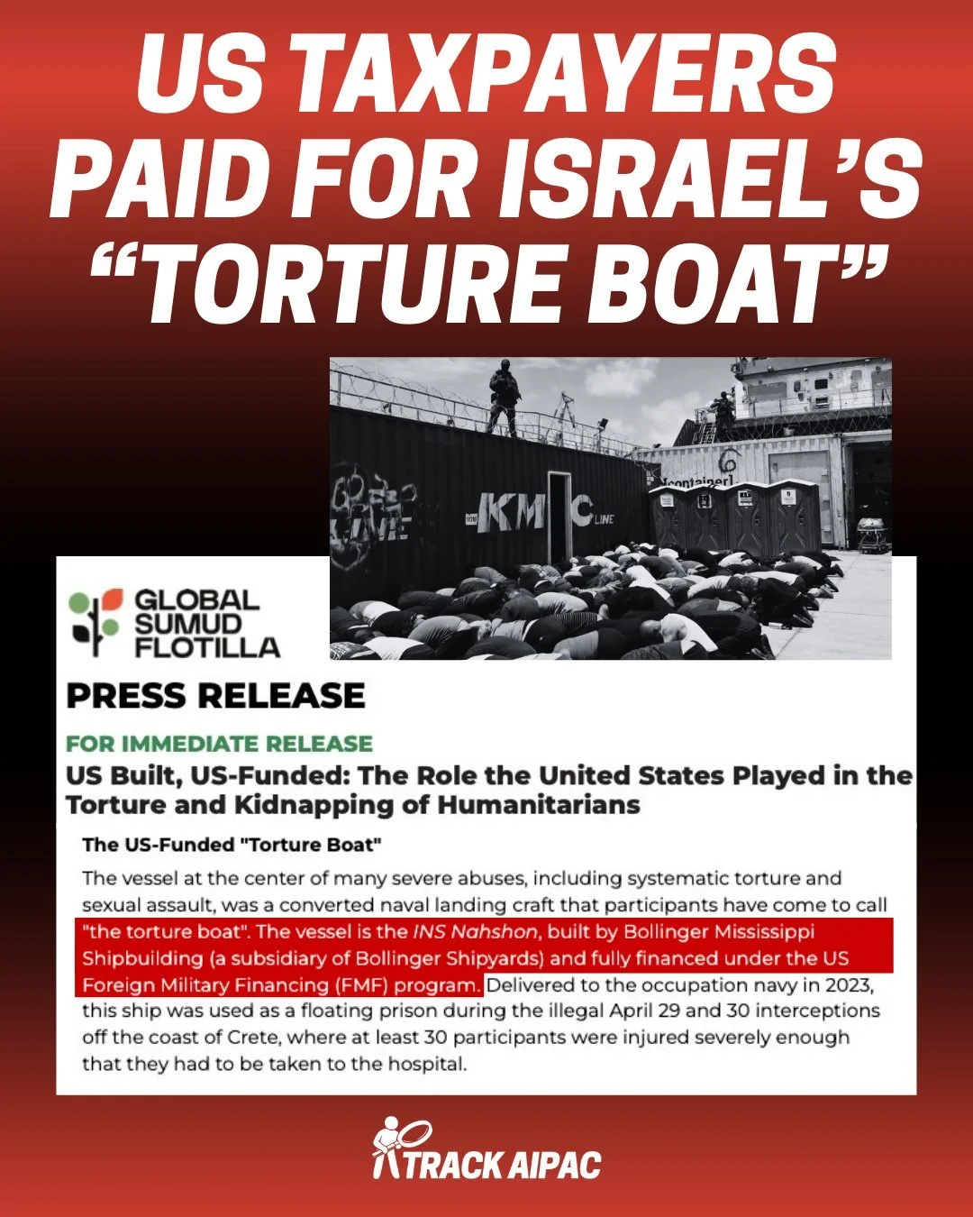 Over 420 flotilla activists and organizers were illegally kidnapped in their mission to deliver food, water, and medicine to the starving people of Gaza. 

Israeli soldiers dragged activists, organizers, and humanitarian aid workers onto a US built s