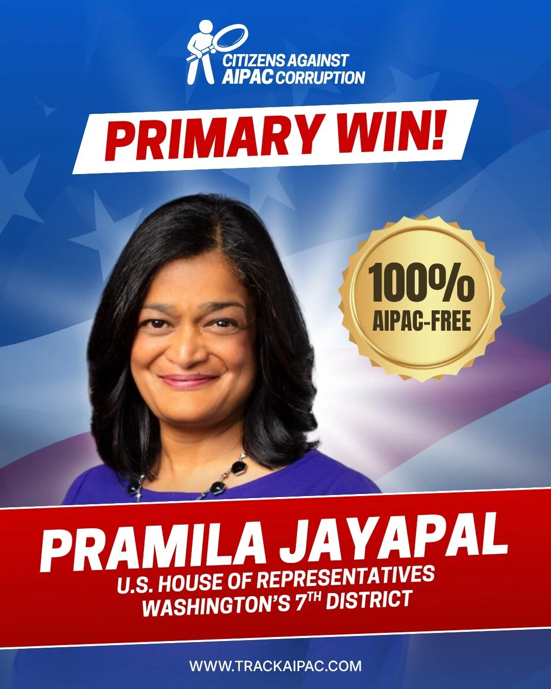 Congratulations to @pramilajayapal for advancing to the general election in #WA07!

Standing against genocide is good policy and good politics!