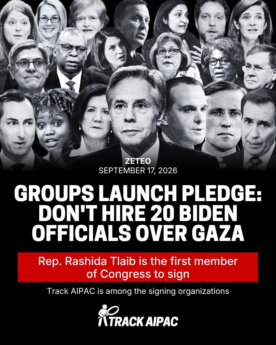 "On Thursday, organizers launched the @dropthegenocide20  pledge: A &ldquo;baseline accountability commitment pledging to not hire, consult, or otherwise promote top Biden White House officials who were responsible for promoting, lying about, an