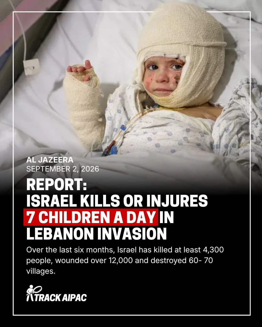 Israel has killed an average of seven children each day in Lebanon since March, according to the Save the Children relief organization. 

"Over the last six months, Israel has killed at least 4,300 people, wounded over 12,000 and destroyed betwe