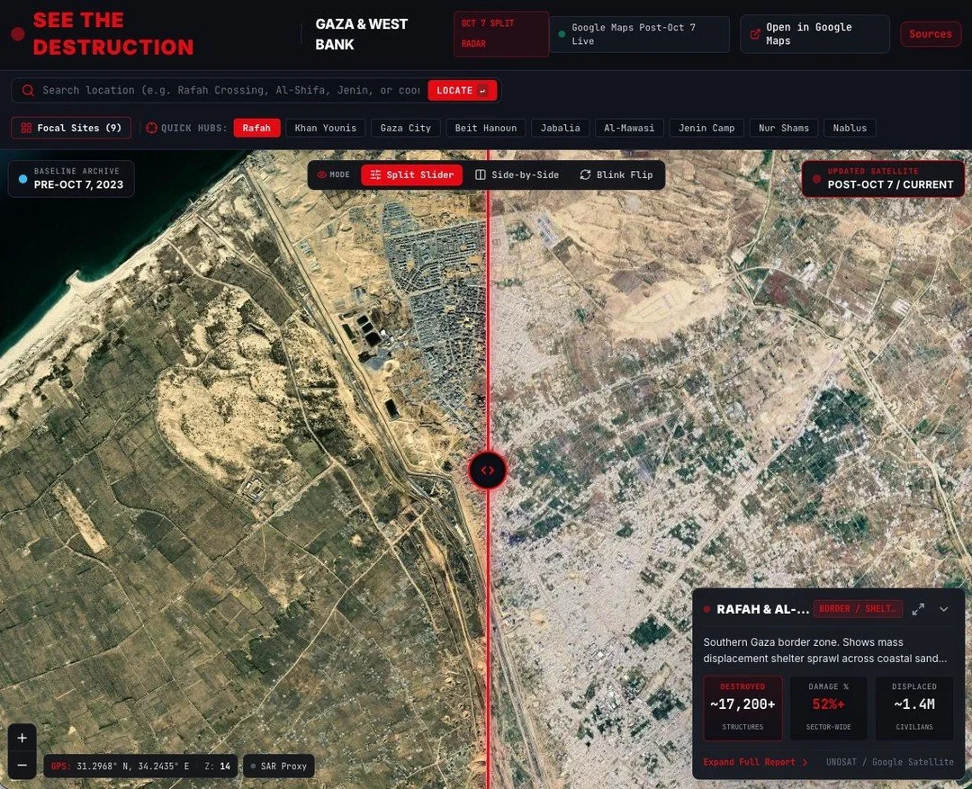 Google Maps released their first updated pictures of Gaza since 2023. You can see the destruction here: destruction.trackaipac.com