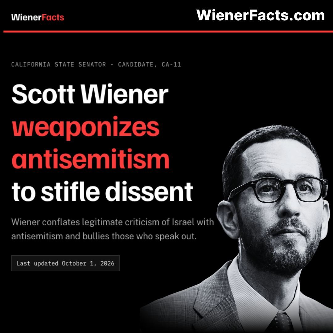 #CA11 candidate Scott Wiener weaponizes antisemitism to stifle dissent.

Read Scott's record at WienerFacts.com